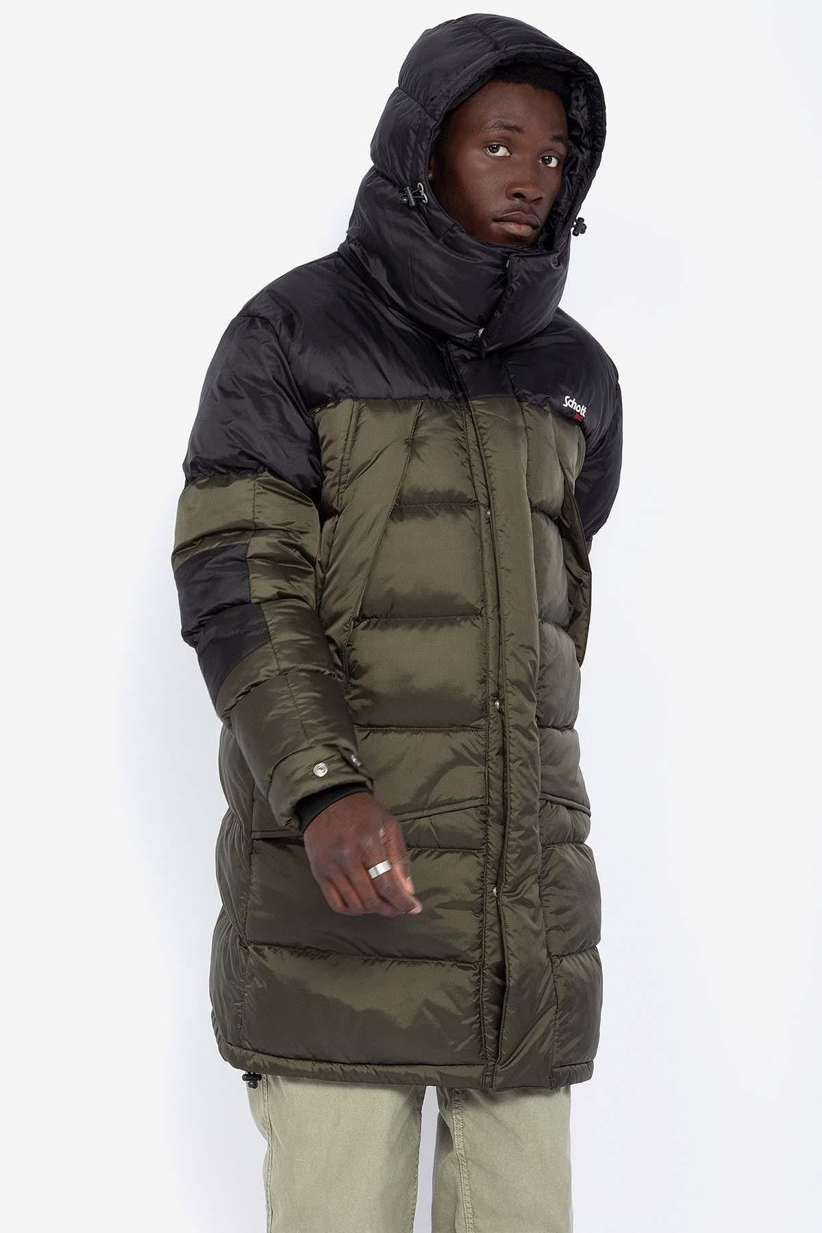 Long khaki and black down jacket - Image n°5