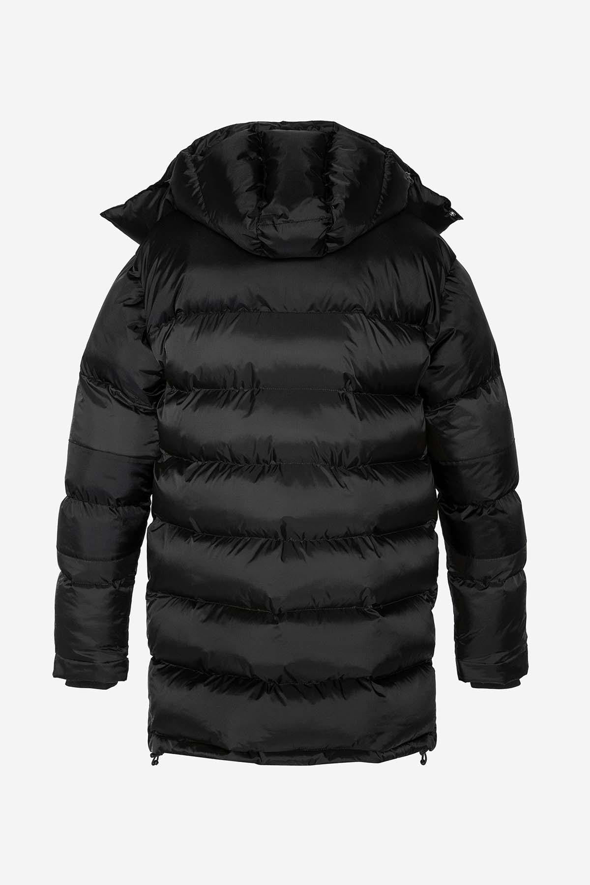 Long black nylon down jacket - Image n°4