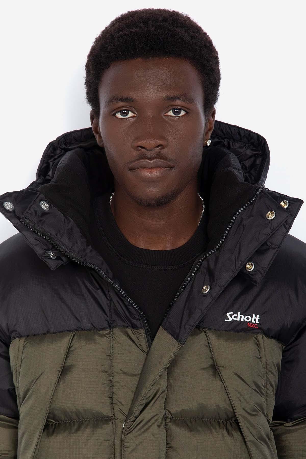 Long khaki and black down jacket - Image n°6