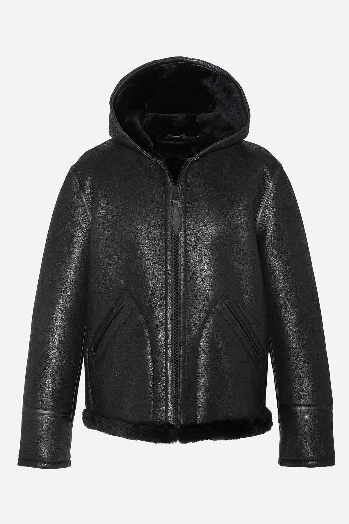 B-3 bomber in black shearling - Image n°6