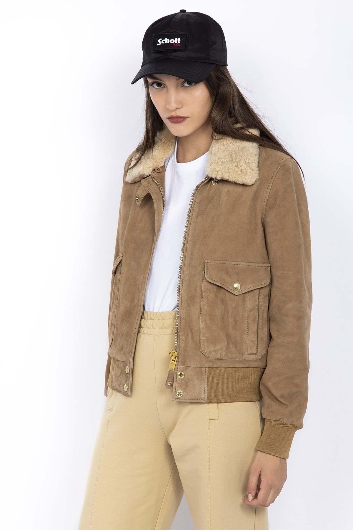 Women's A-2 pilot jacket in suede leather - Image n°3