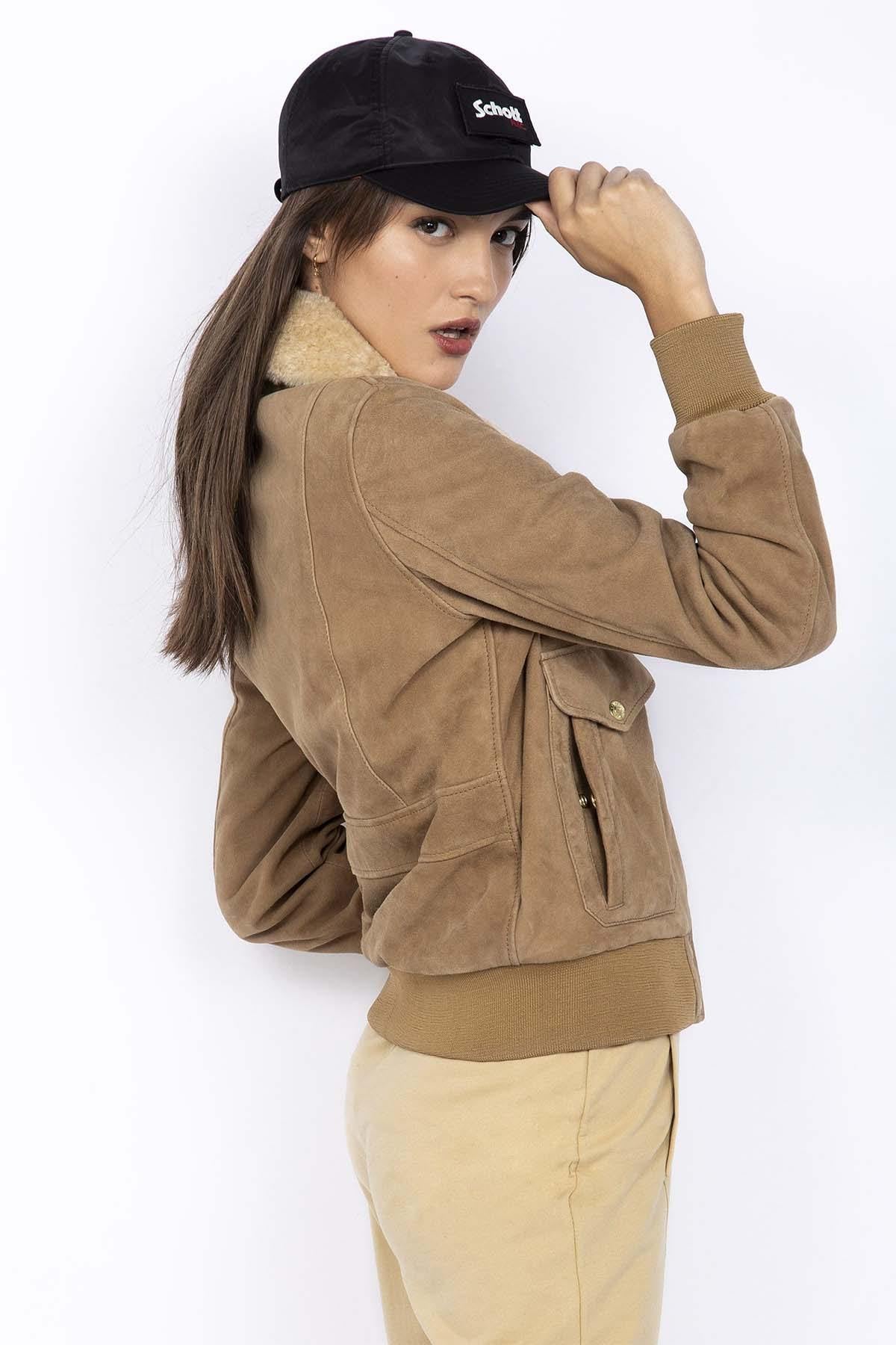 Women's A-2 pilot jacket in suede leather - Image n°5