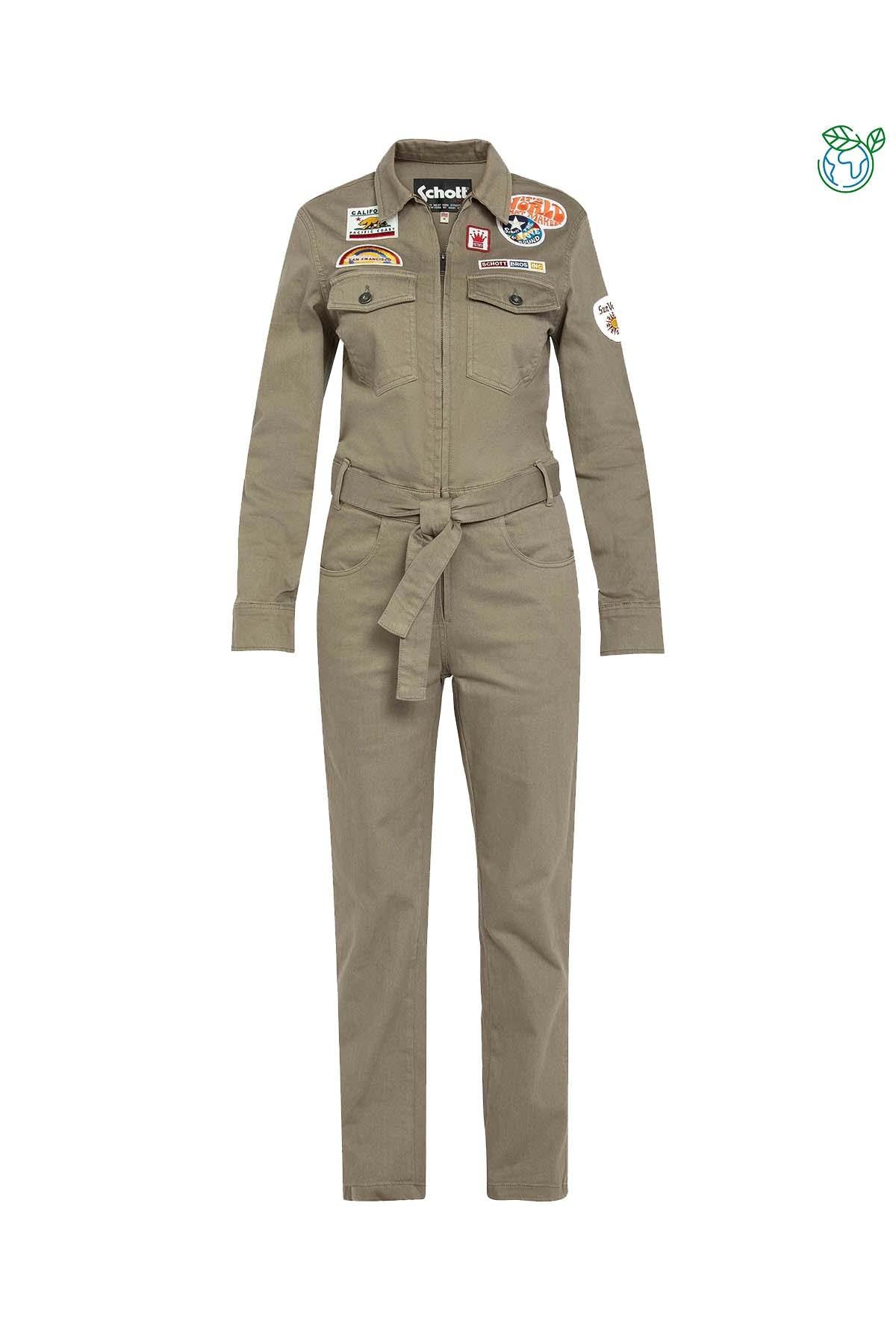  Khaki trucker jumpsuit with patches - Image n°1