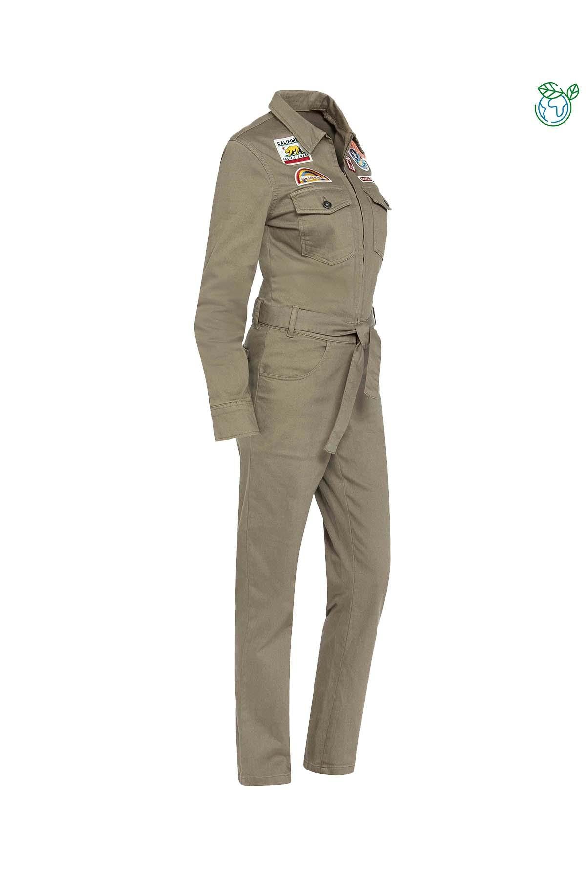  Khaki trucker jumpsuit with patches - Image n°4