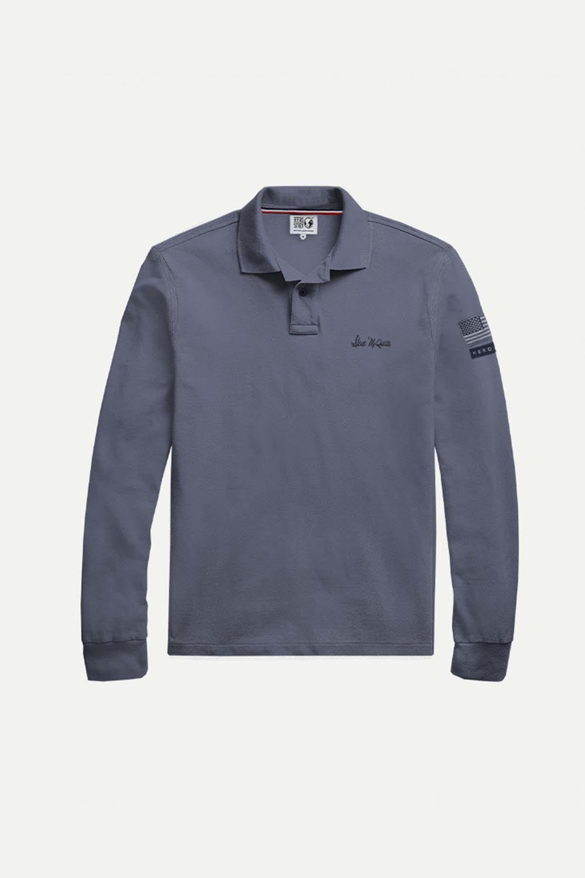 Steve McQueen long sleeve polo shirt blue gray - Image n°7