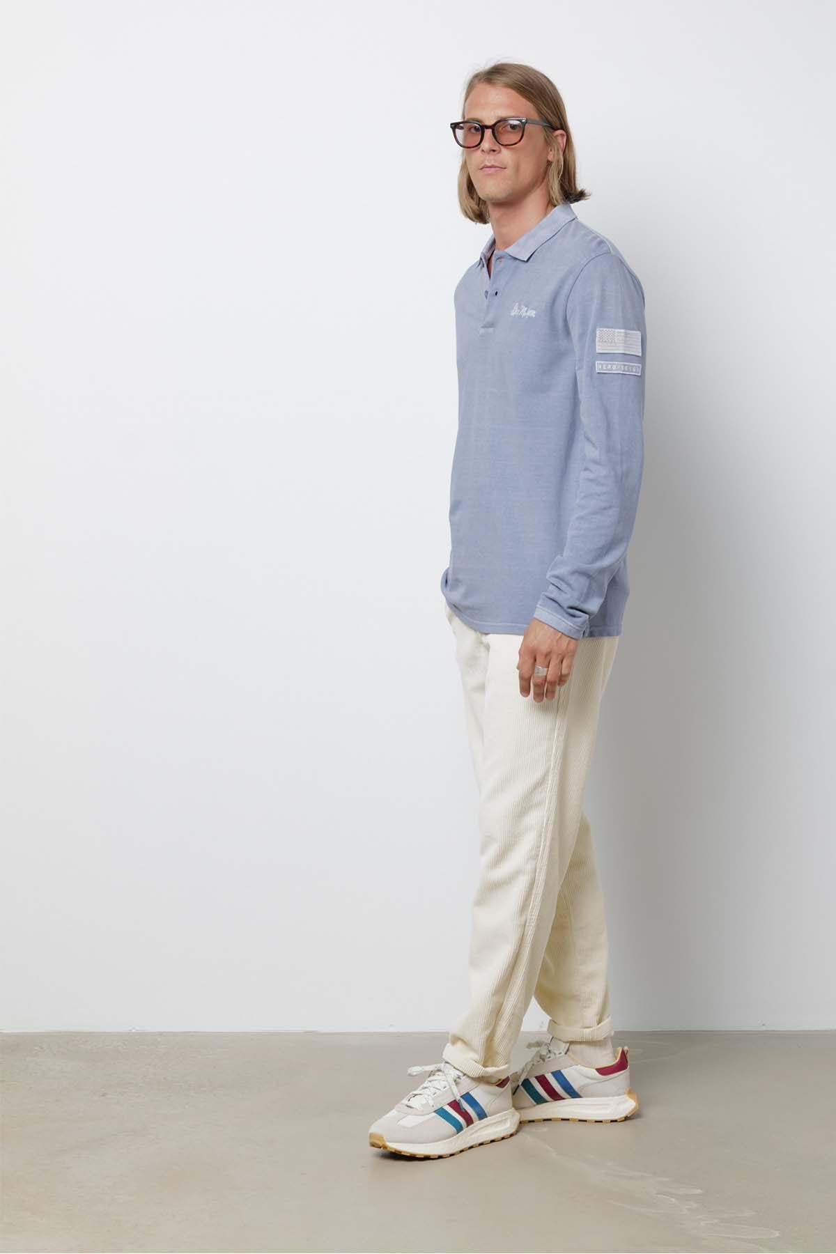 Steve McQueen long sleeve polo shirt blue gray - Image n°2