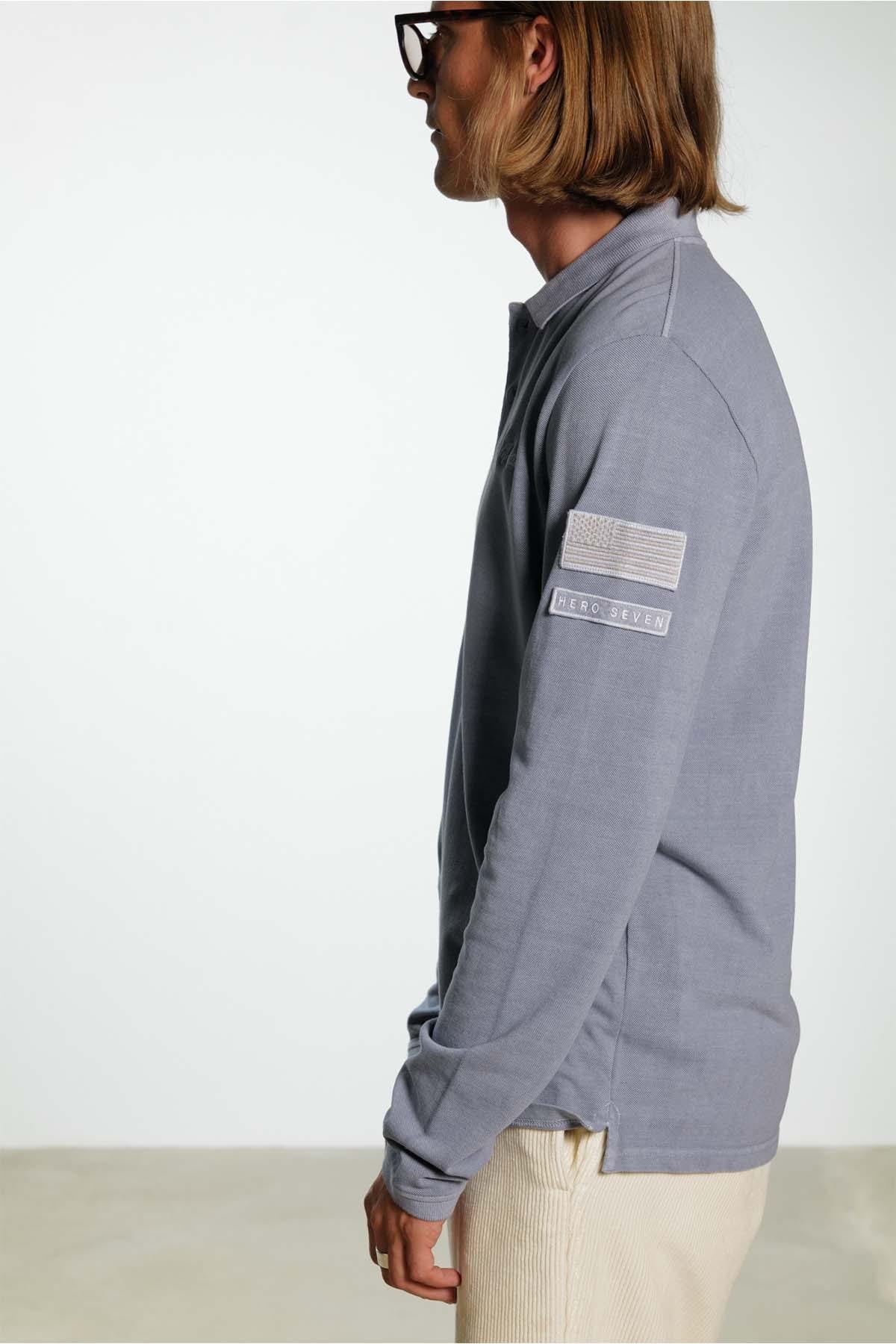 Steve McQueen long sleeve polo shirt blue gray - Image n°4