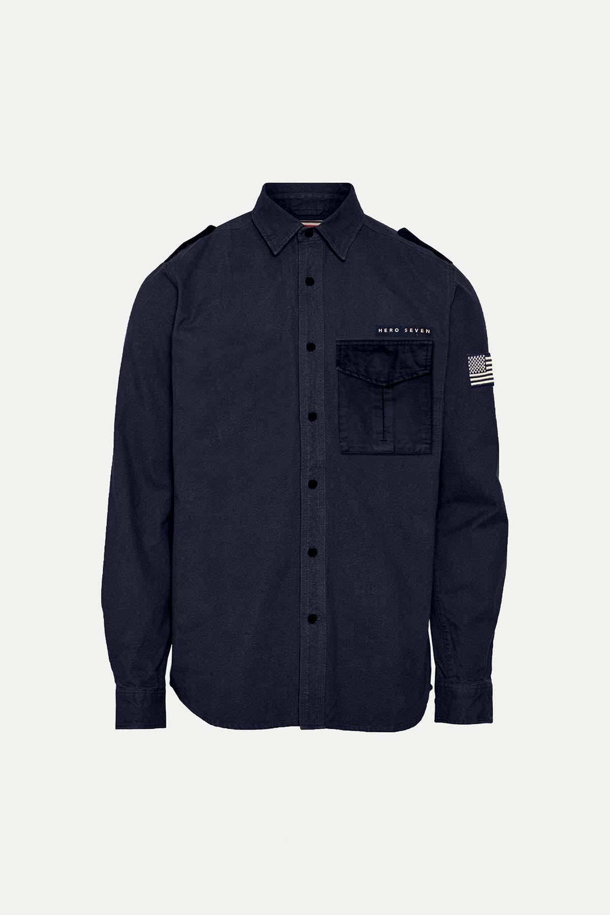 Navy blue vintage motor shirt - Image n°6