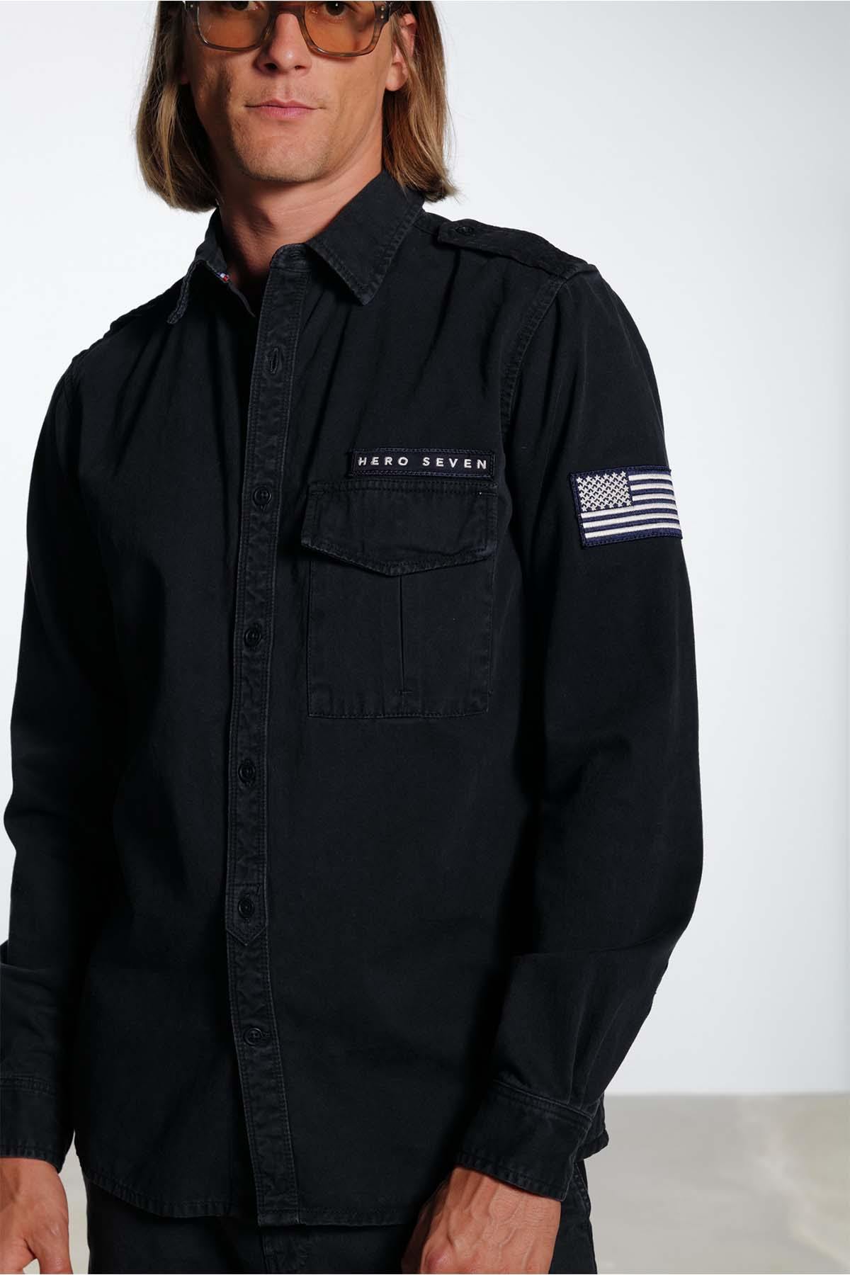 Navy blue vintage motor shirt - Image n°1