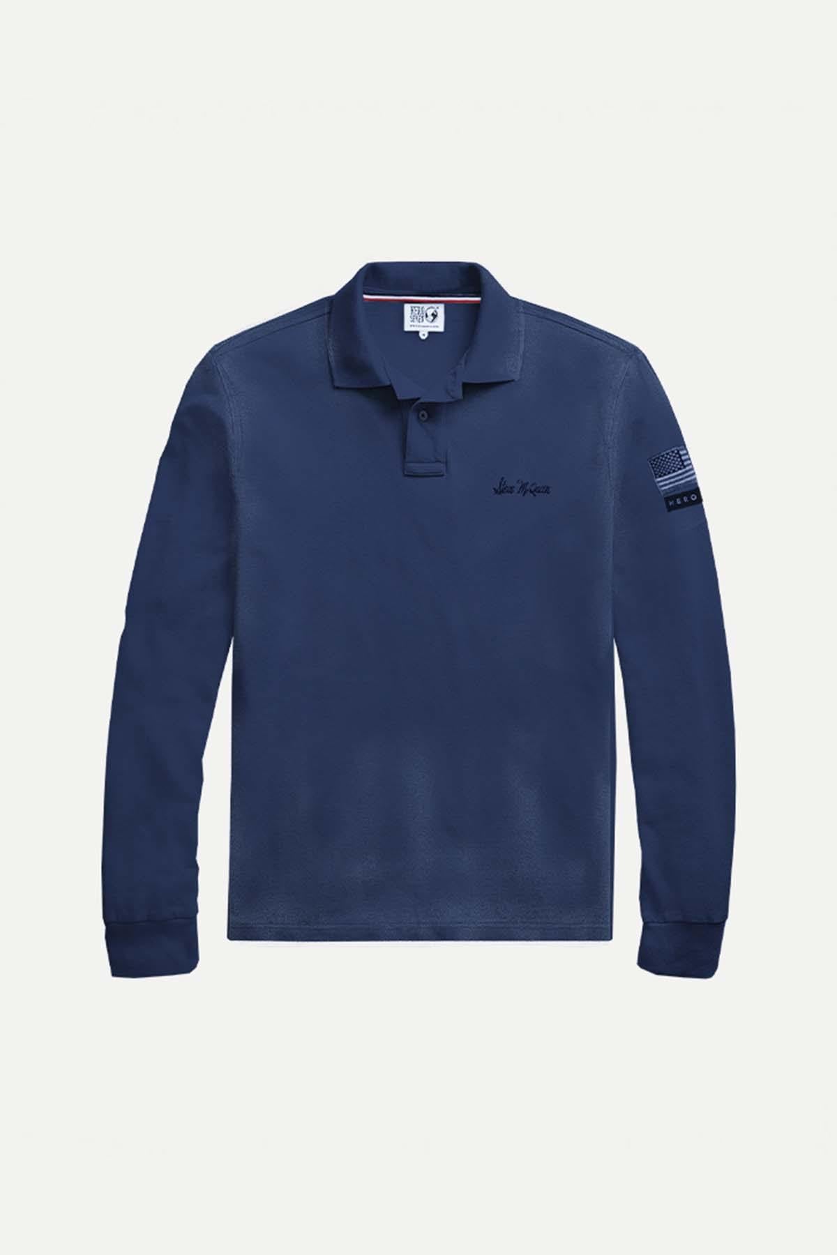 Steve McQueen Navy Long Sleeve Polo Shirt - Image n°5