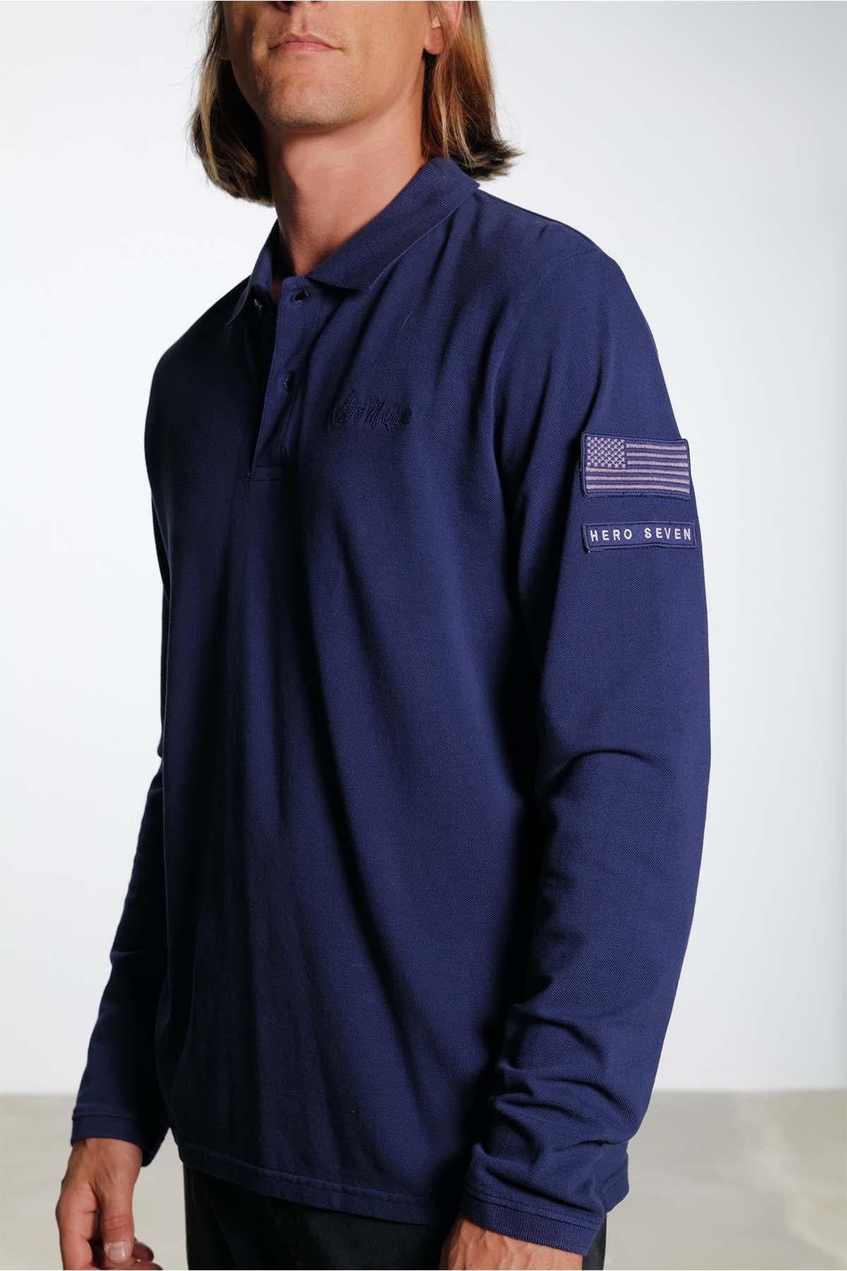 Steve McQueen Navy Long Sleeve Polo Shirt - Image n°2