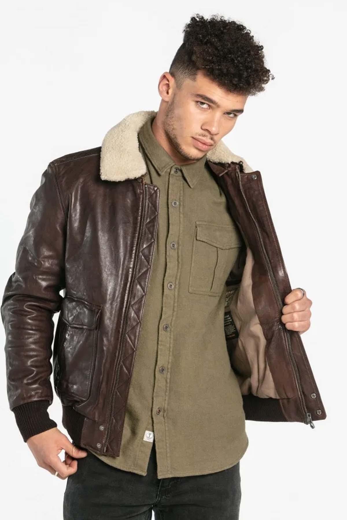  Sheepskin leather aviator Brown - Image n°2