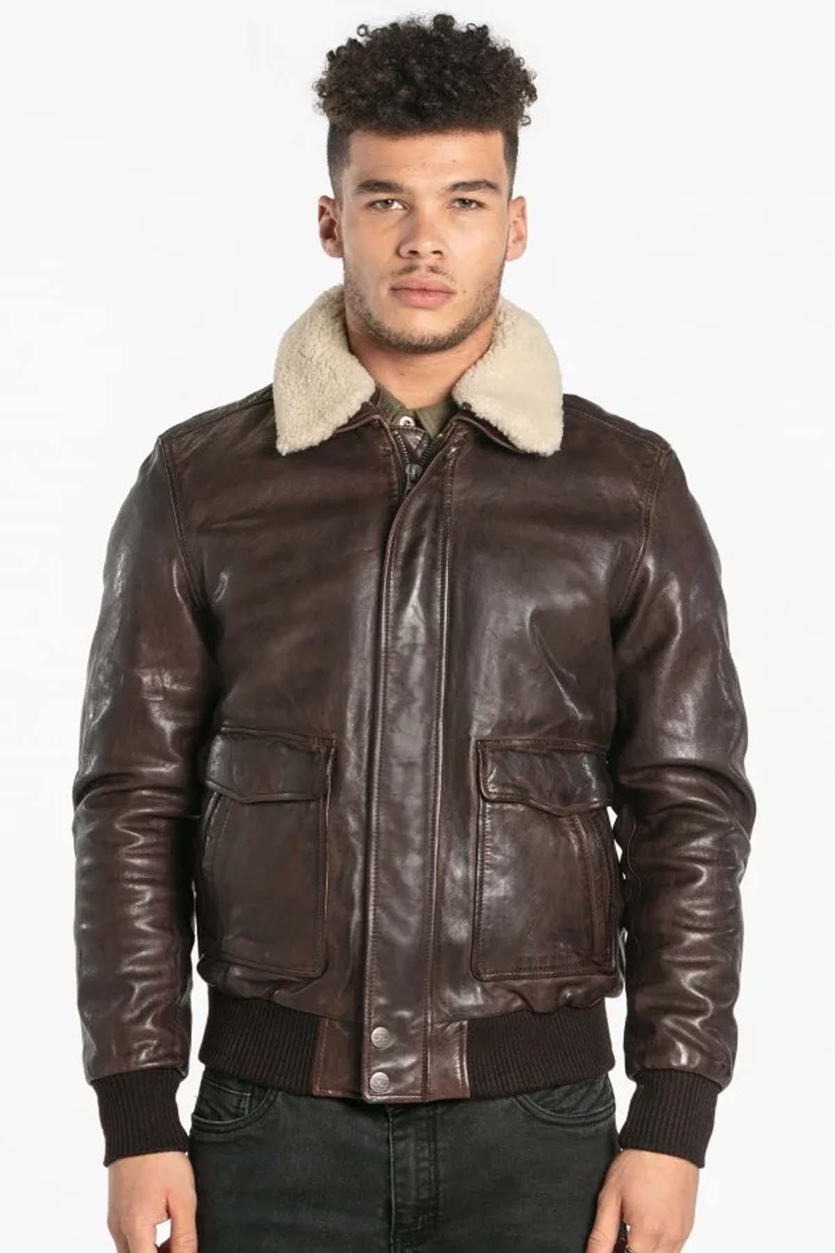  Sheepskin leather aviator Brown - Image n°1