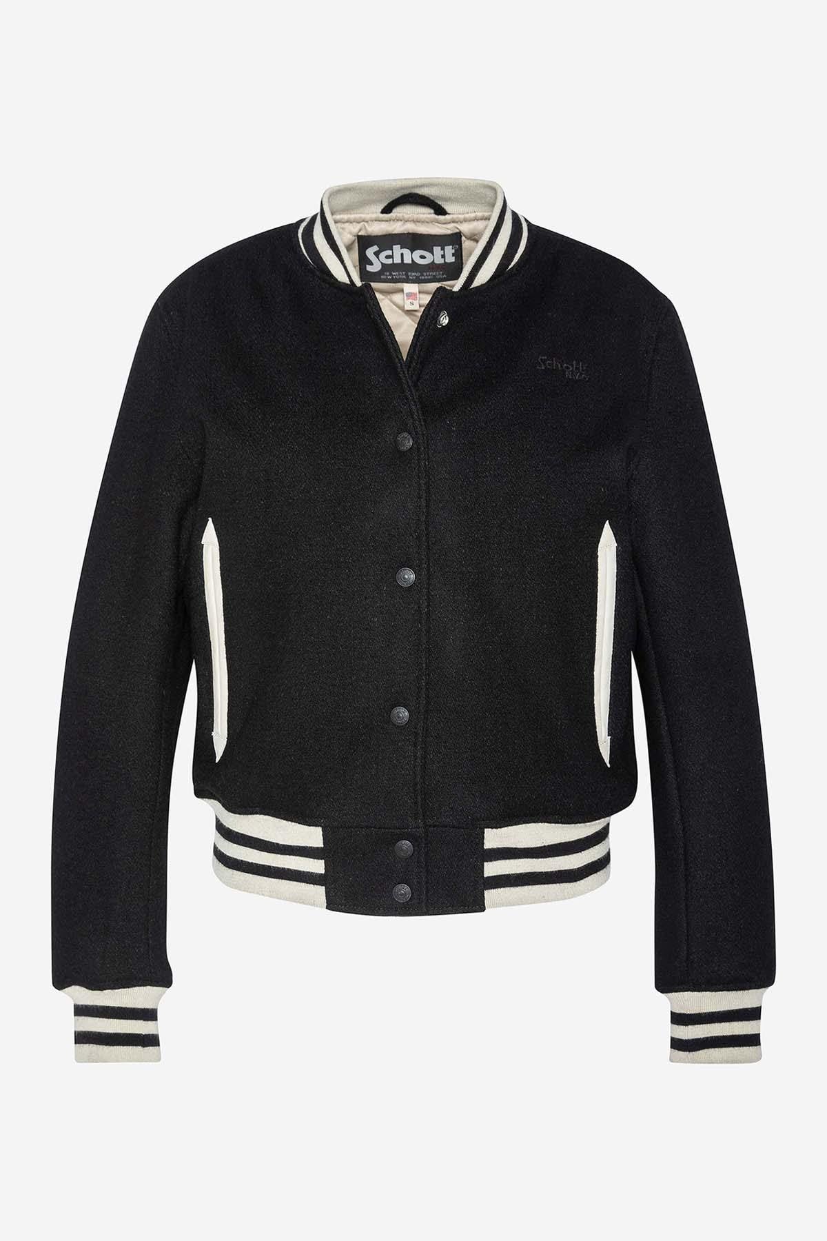 Women's varsity teddy in black wool - Image n°1