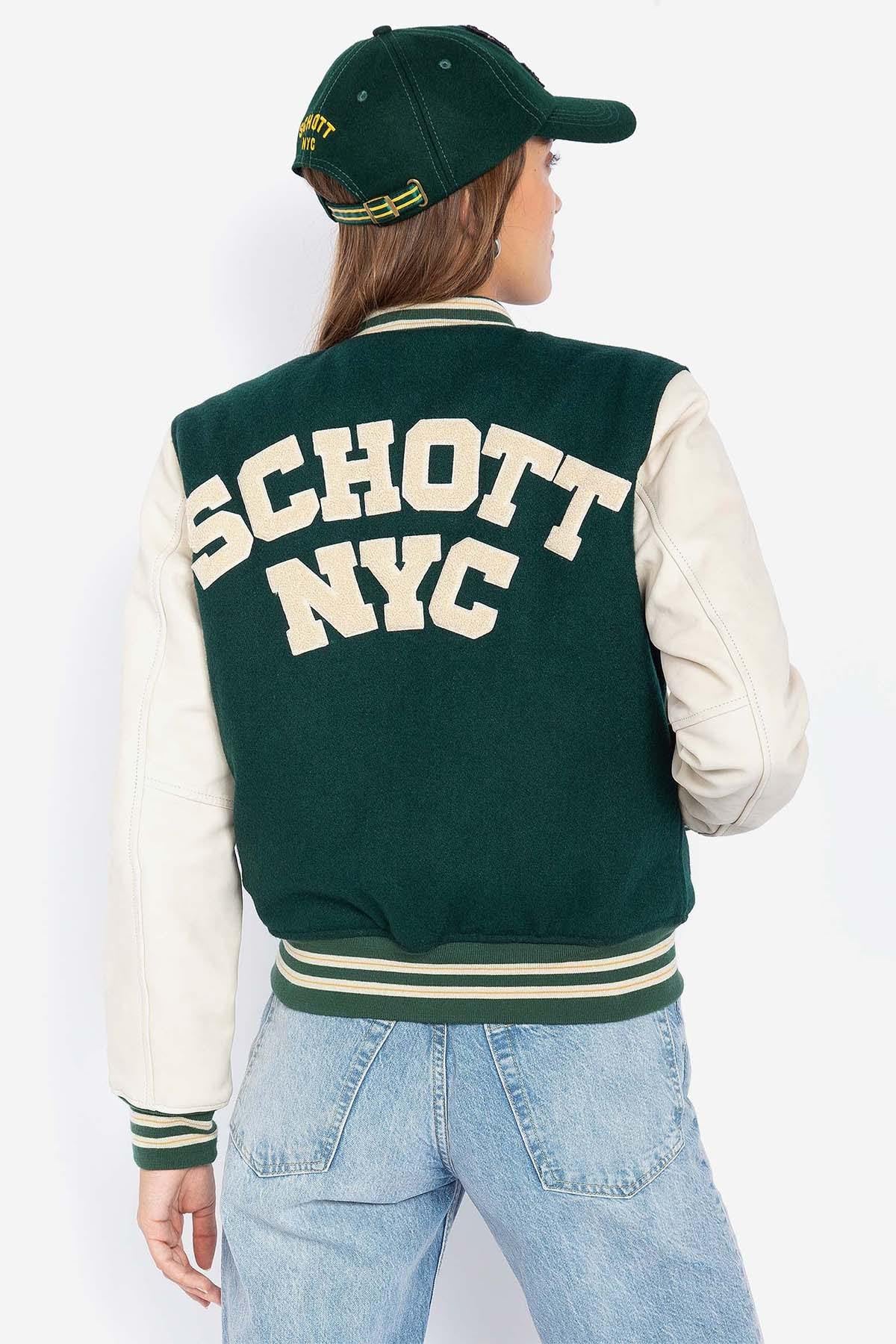 Women's green American varsity jacket - Image n°2