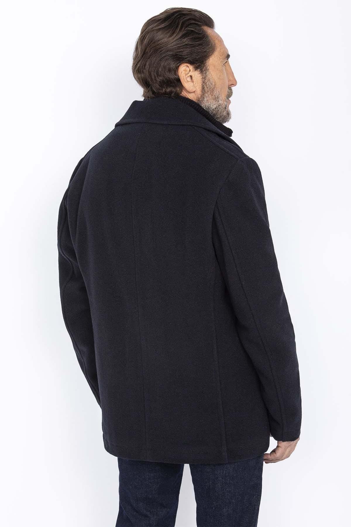 Men's navy blue wool peacoat - Image n°2