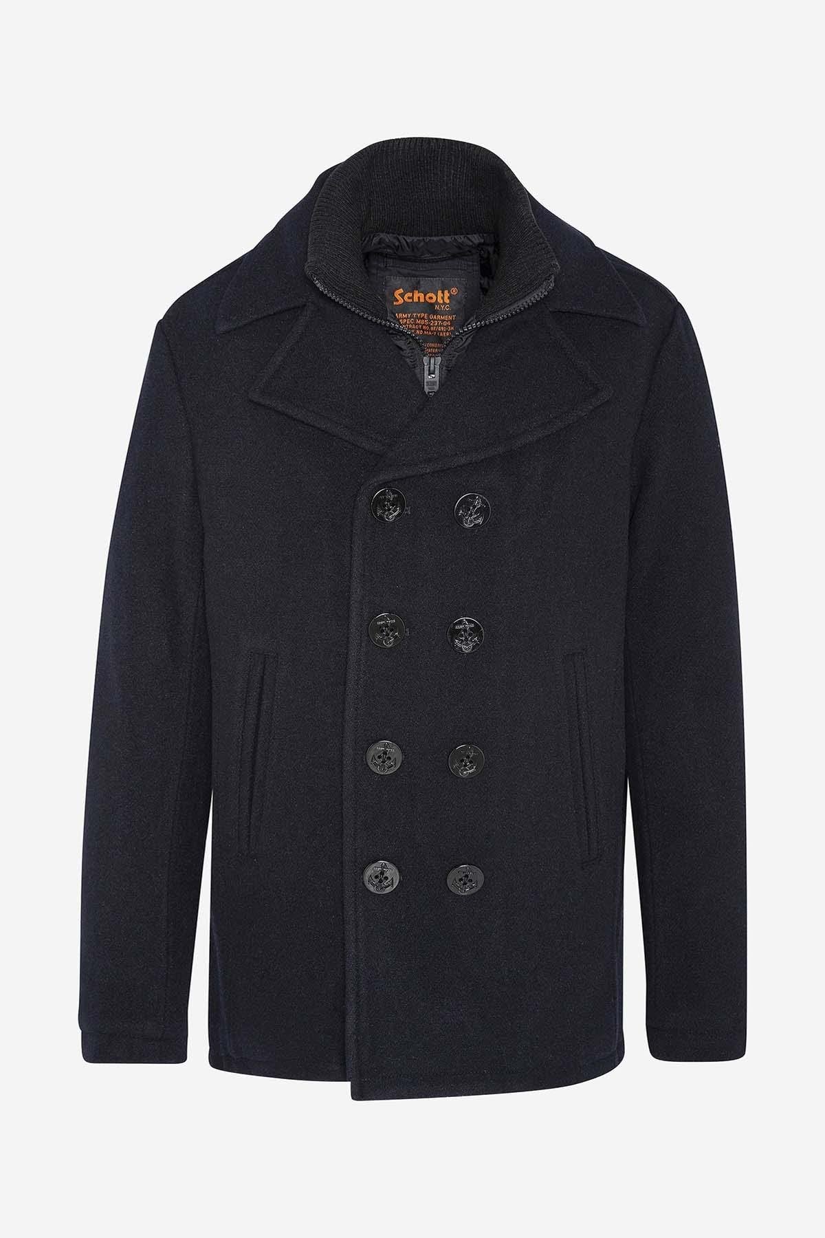 Men's navy blue wool peacoat - Image n°6