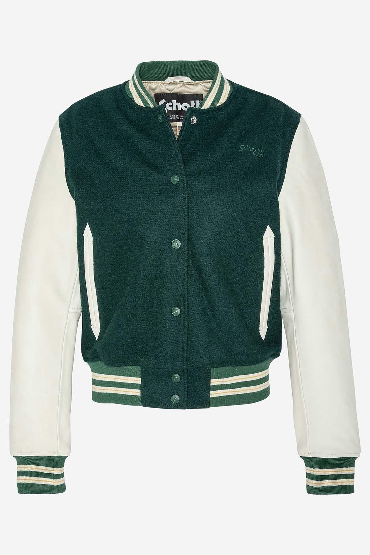 Women's green American varsity jacket - Image n°5