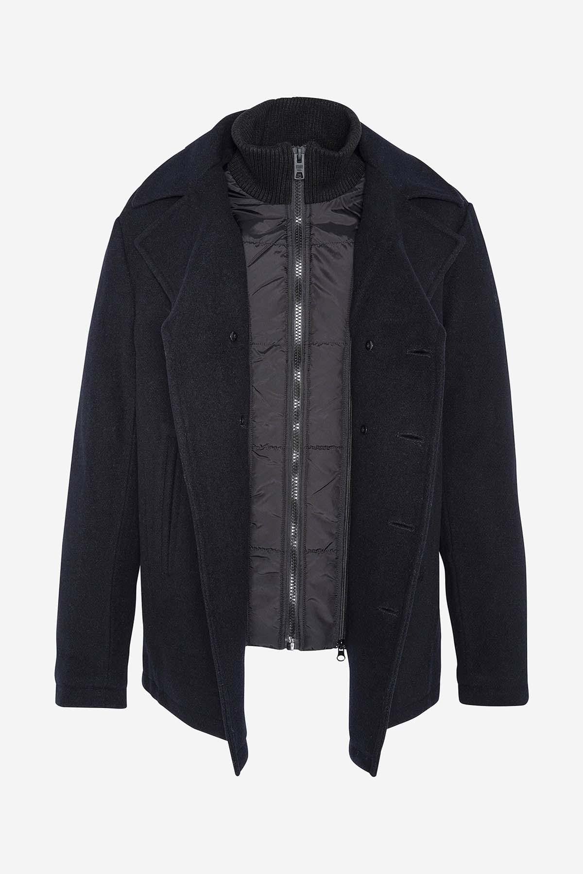 Men's navy blue wool peacoat - Image n°7