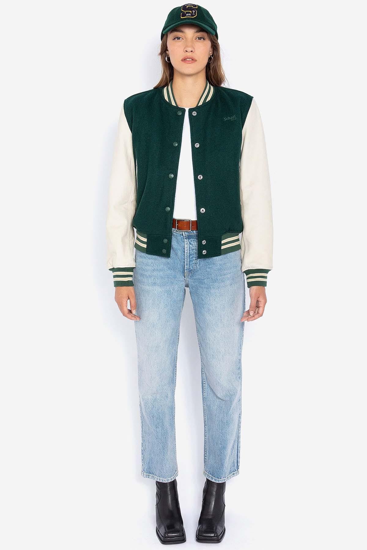 Women's green American varsity jacket - Image n°4