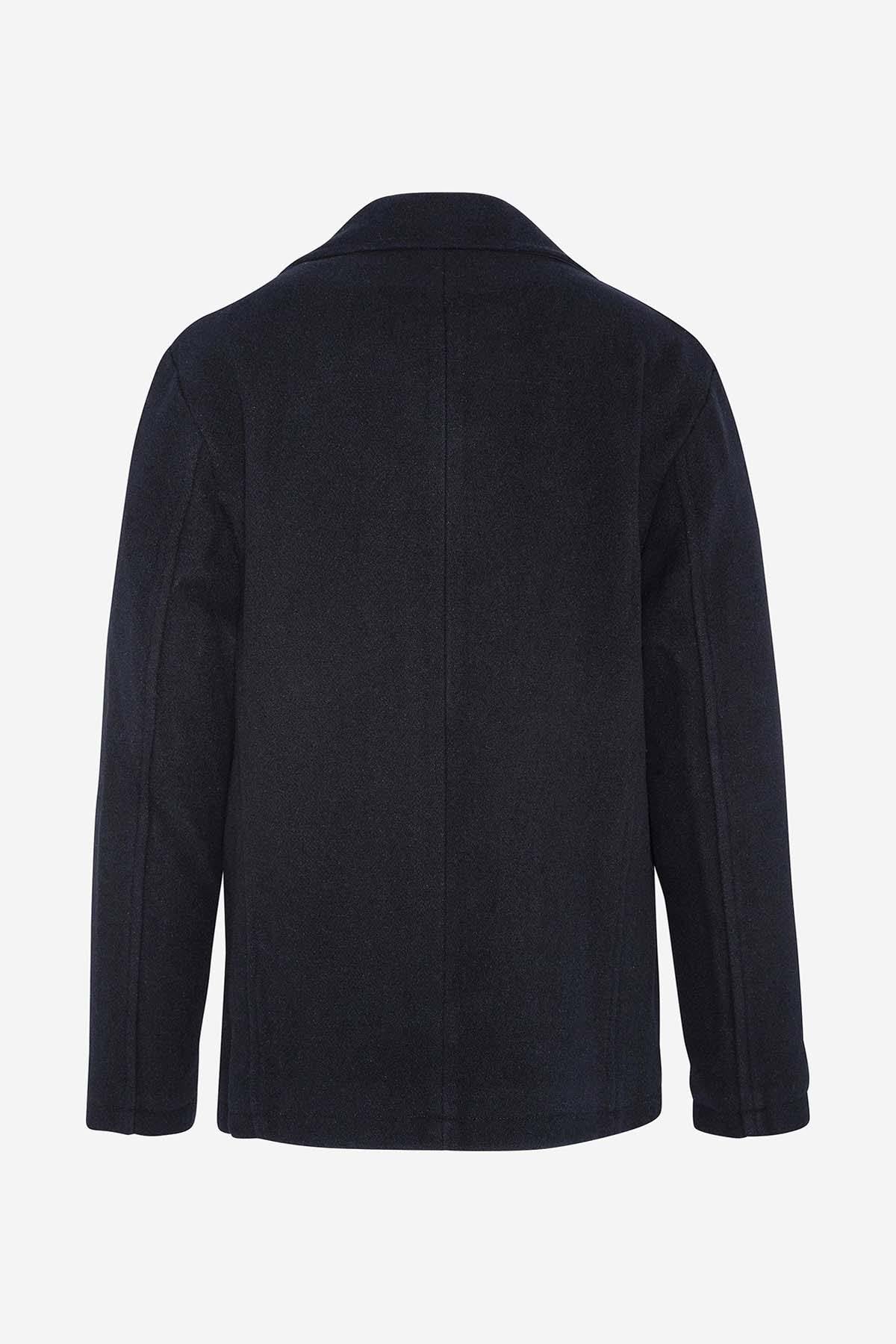 Men's navy blue wool peacoat - Image n°8