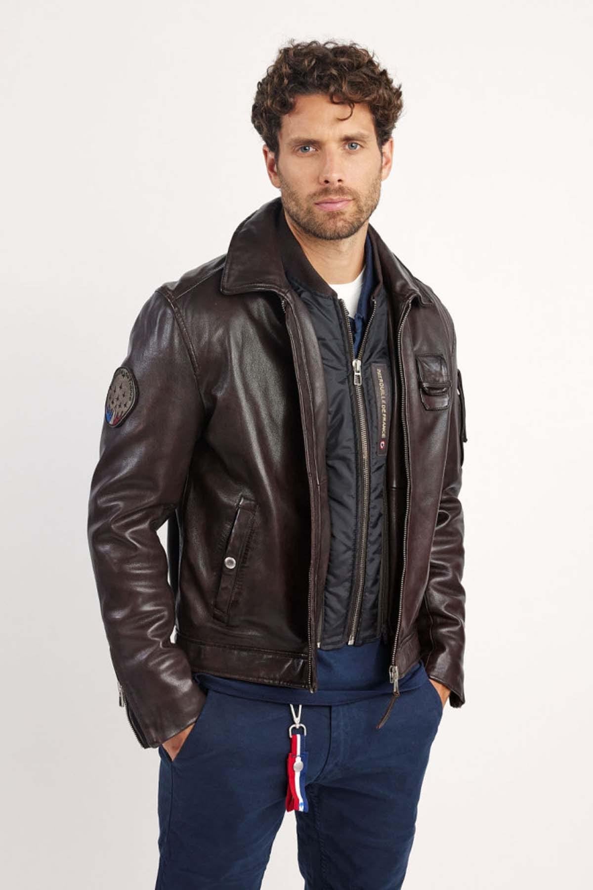 Patrouille de France Pilot Jacket in brown lambskin - Image n°1