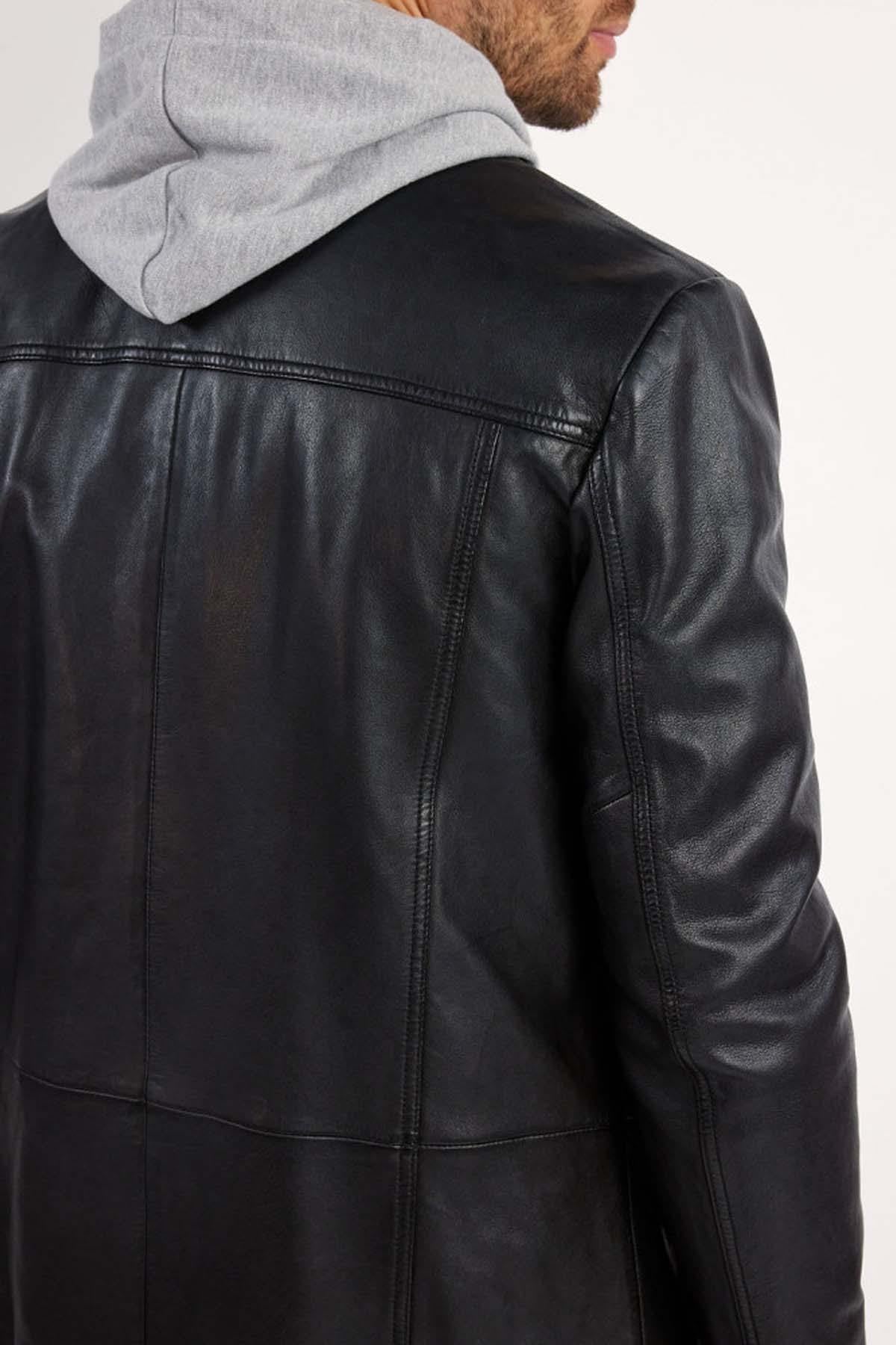 Three-quarter length jacket in black lambskin - Image n°6