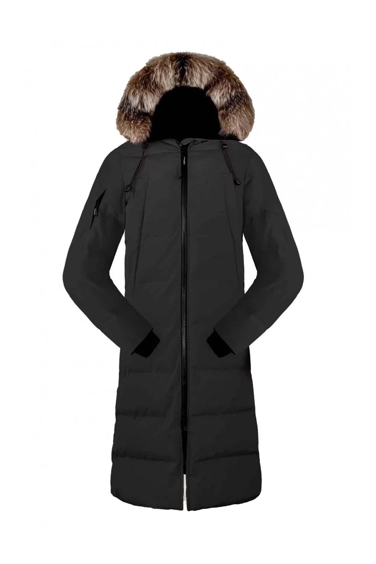 Extra-long padded women's down jacket - Image n°8