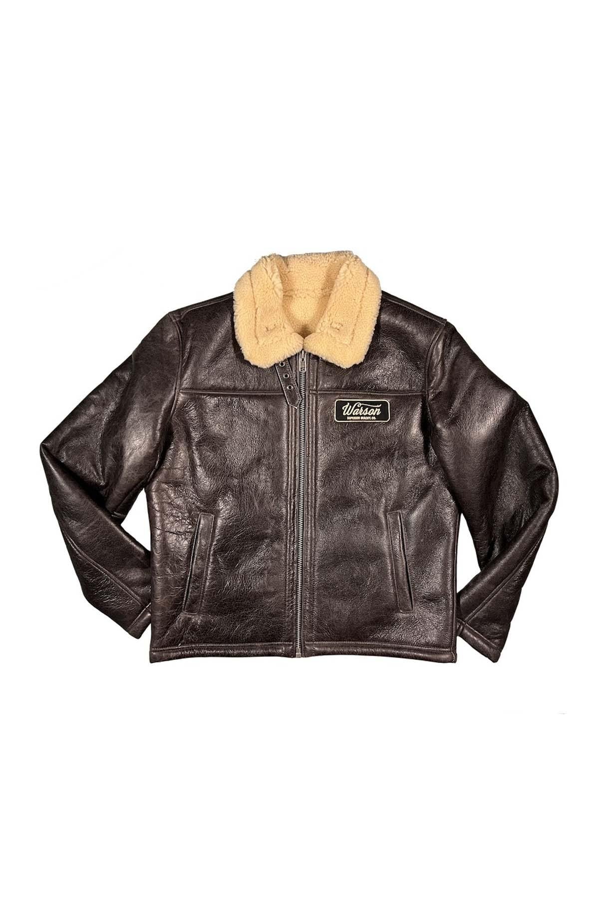 Aviator bomber in full-skin sheepskin leather - Image n°1