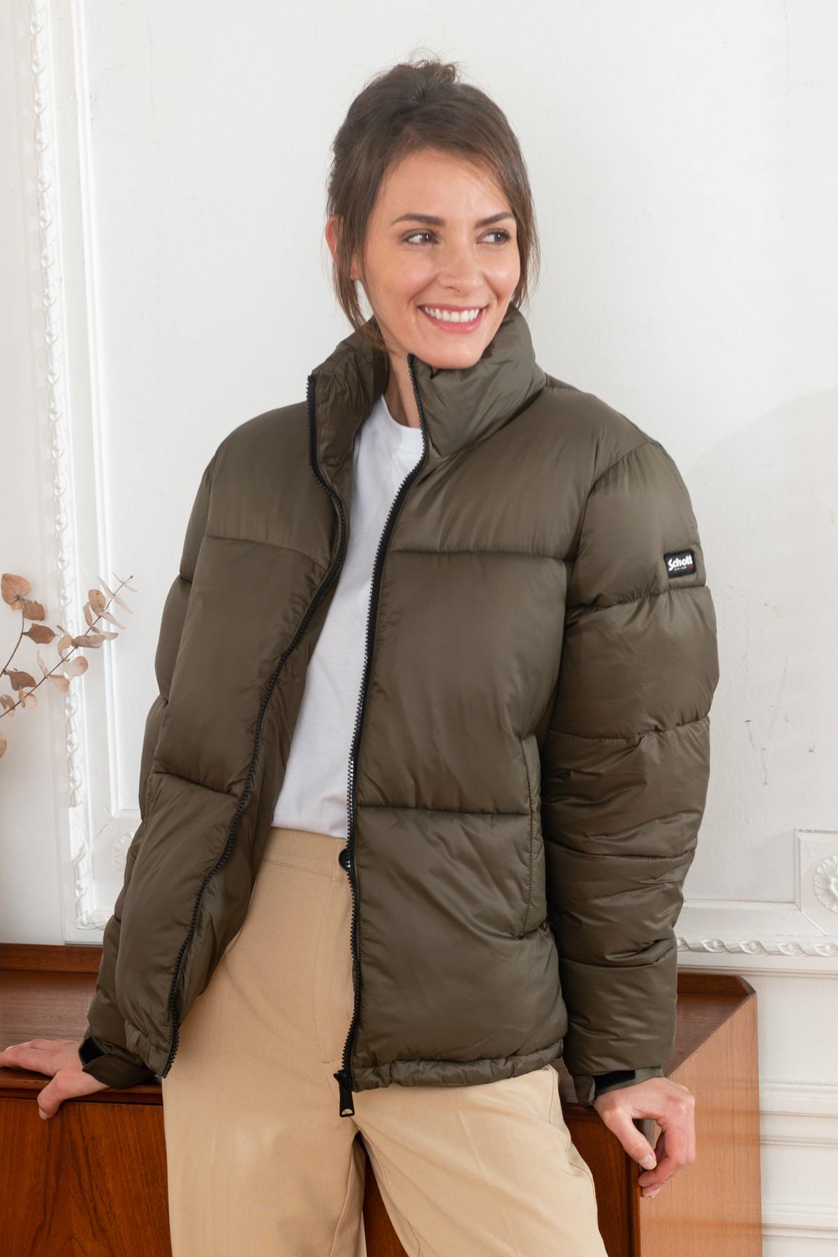 Women's down jacket in bronze recycled nylon - Image n°4