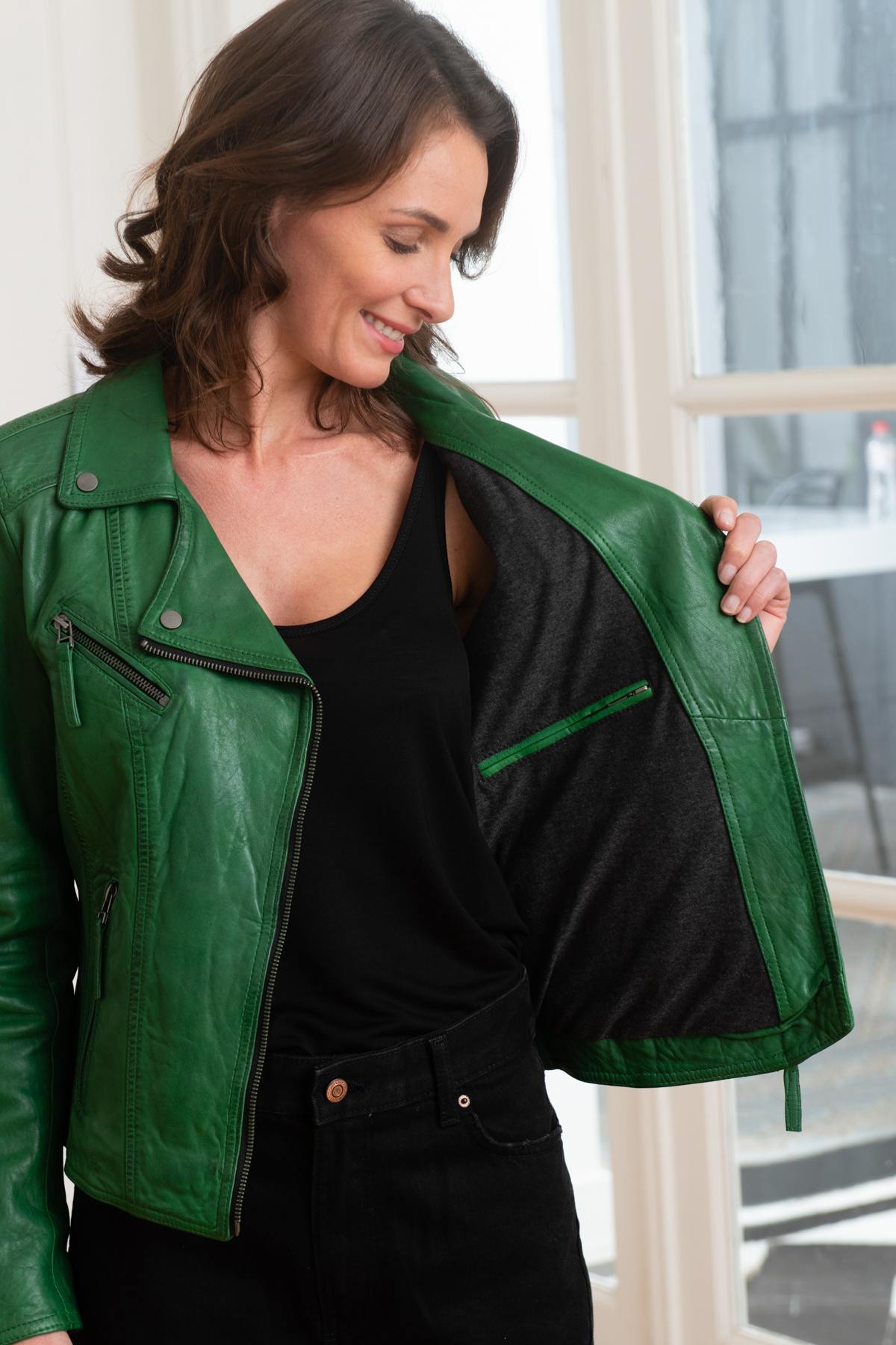 Green leather perfecto - Image n°4