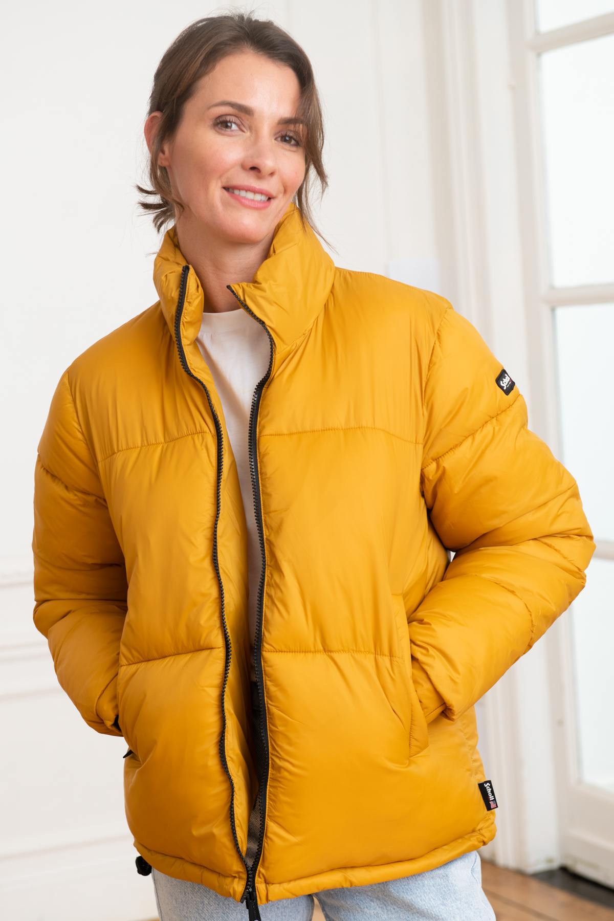 Women's golden yellow down jacket - Image n°2