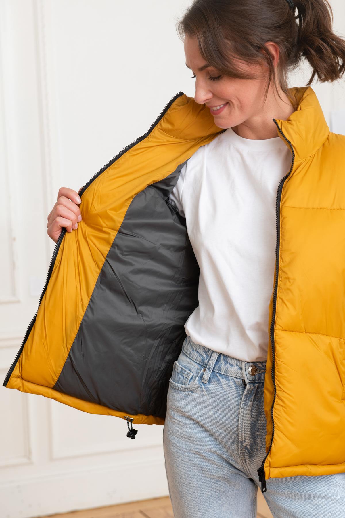 Women's golden yellow down jacket - Image n°3