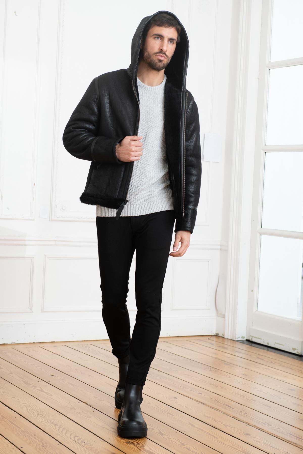 B-3 bomber in black shearling - Image n°2