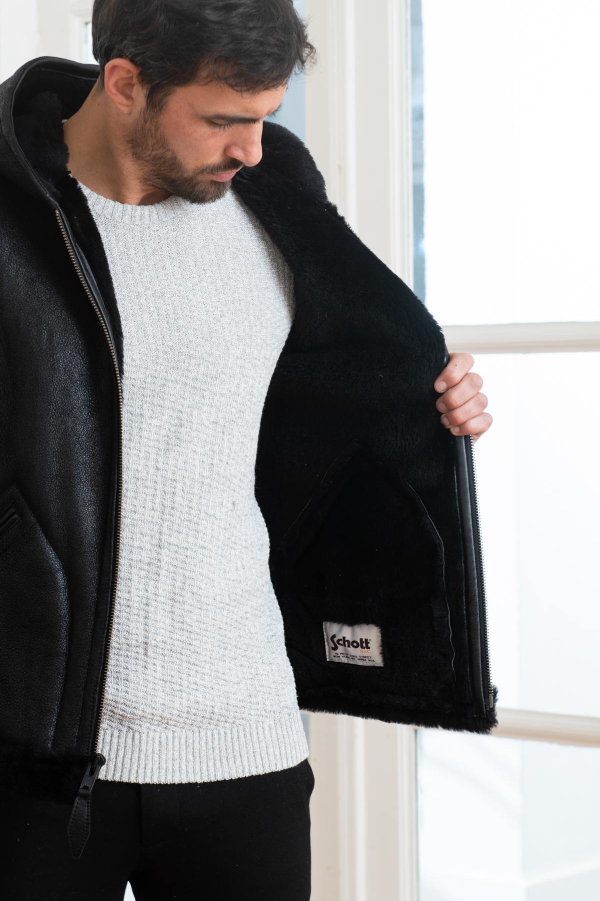 B-3 bomber in black shearling - Image n°4