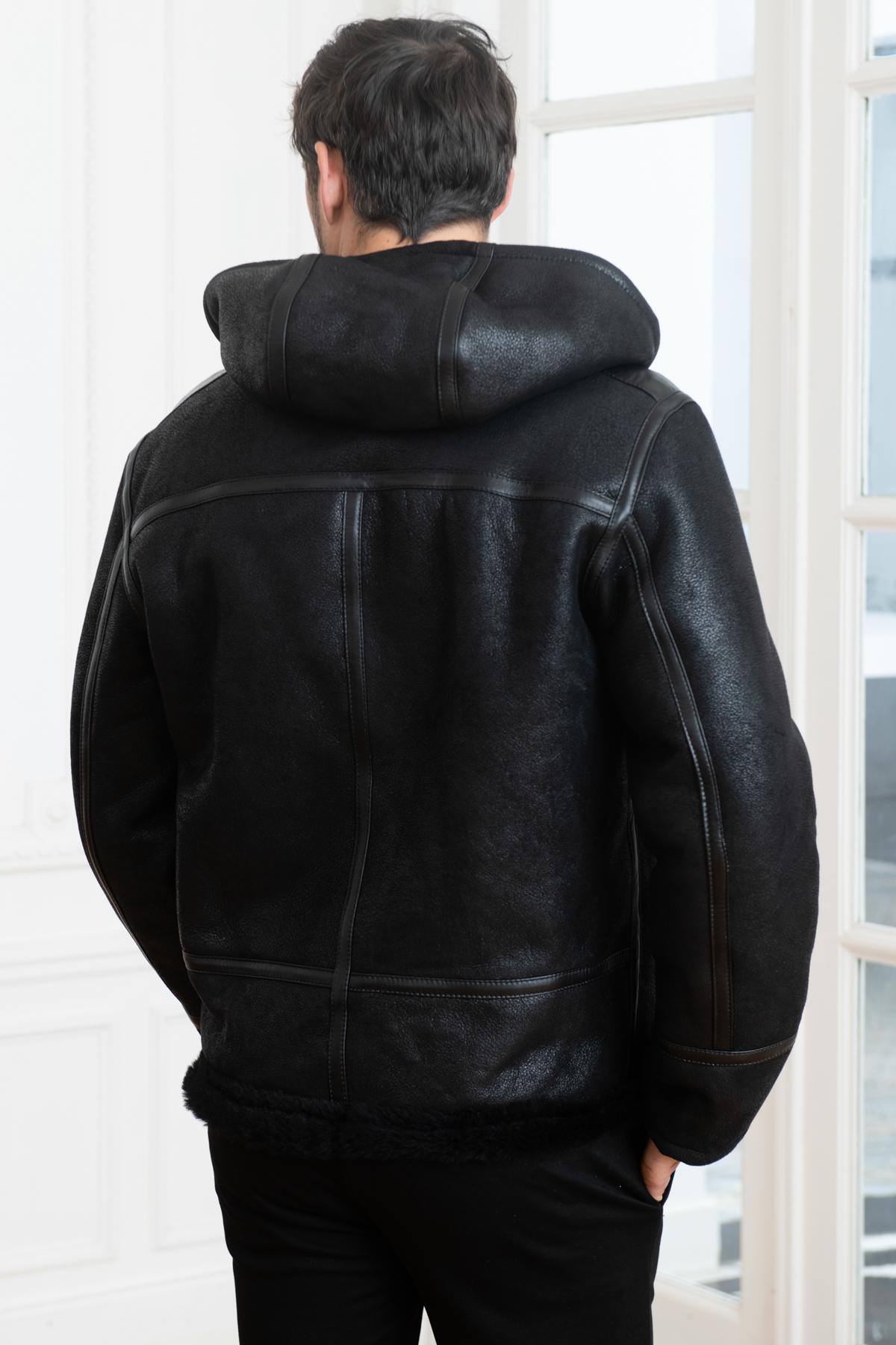 B-3 bomber in black shearling - Image n°7