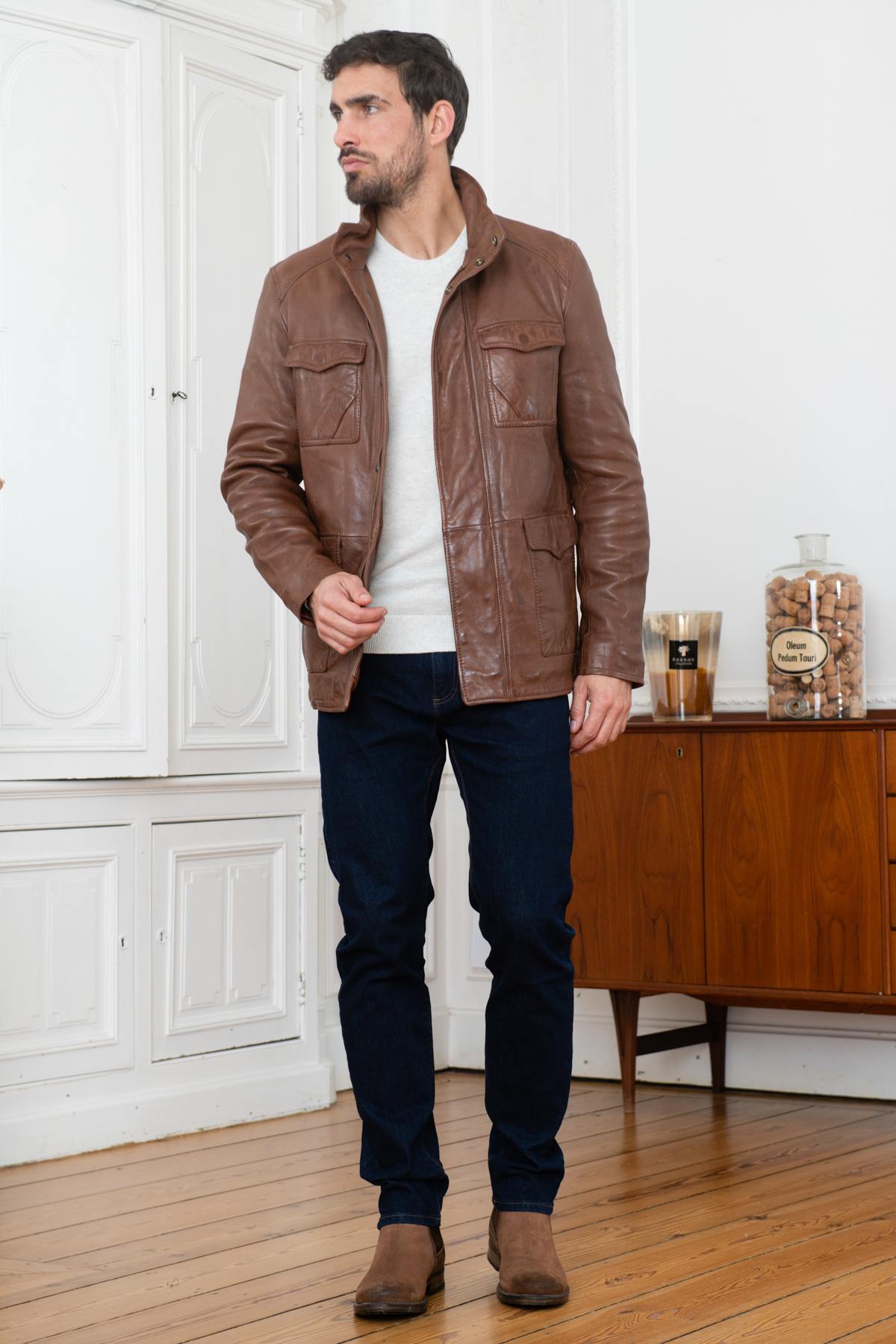 Brown vegetable leather jacket - Image n°2