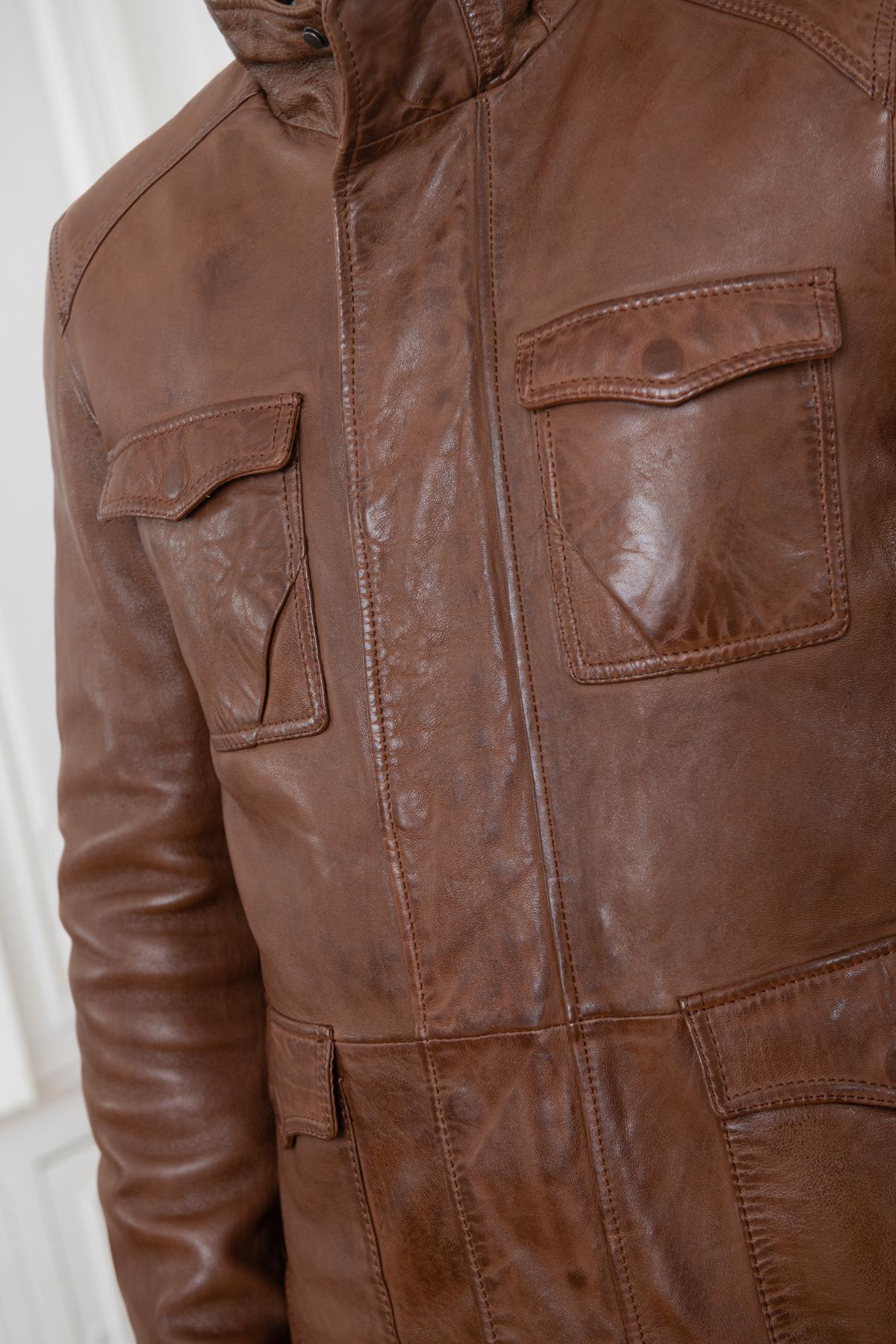 Brown vegetable leather jacket - Image n°6