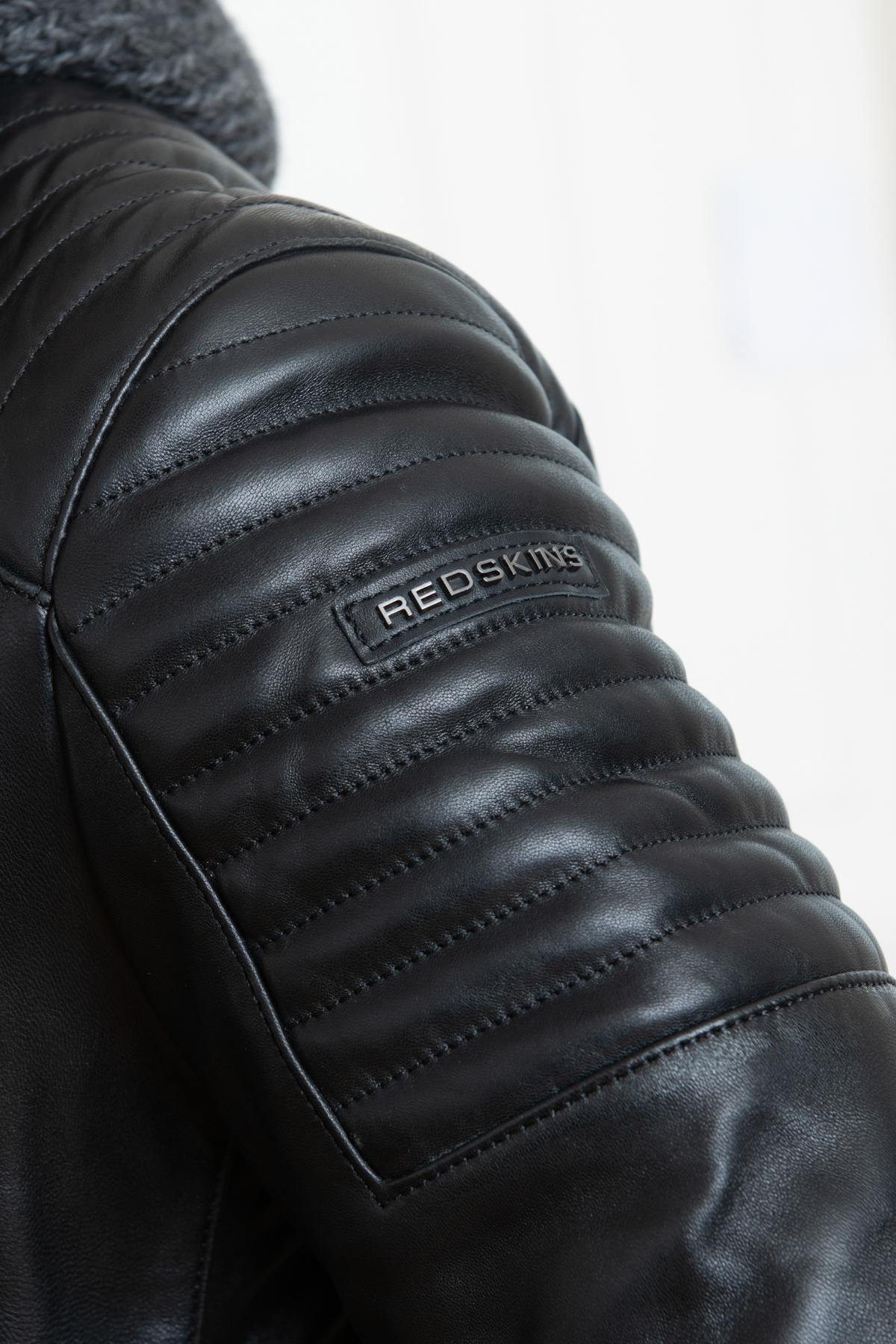 Biker-style leather jacket with wool lining - Image n°9