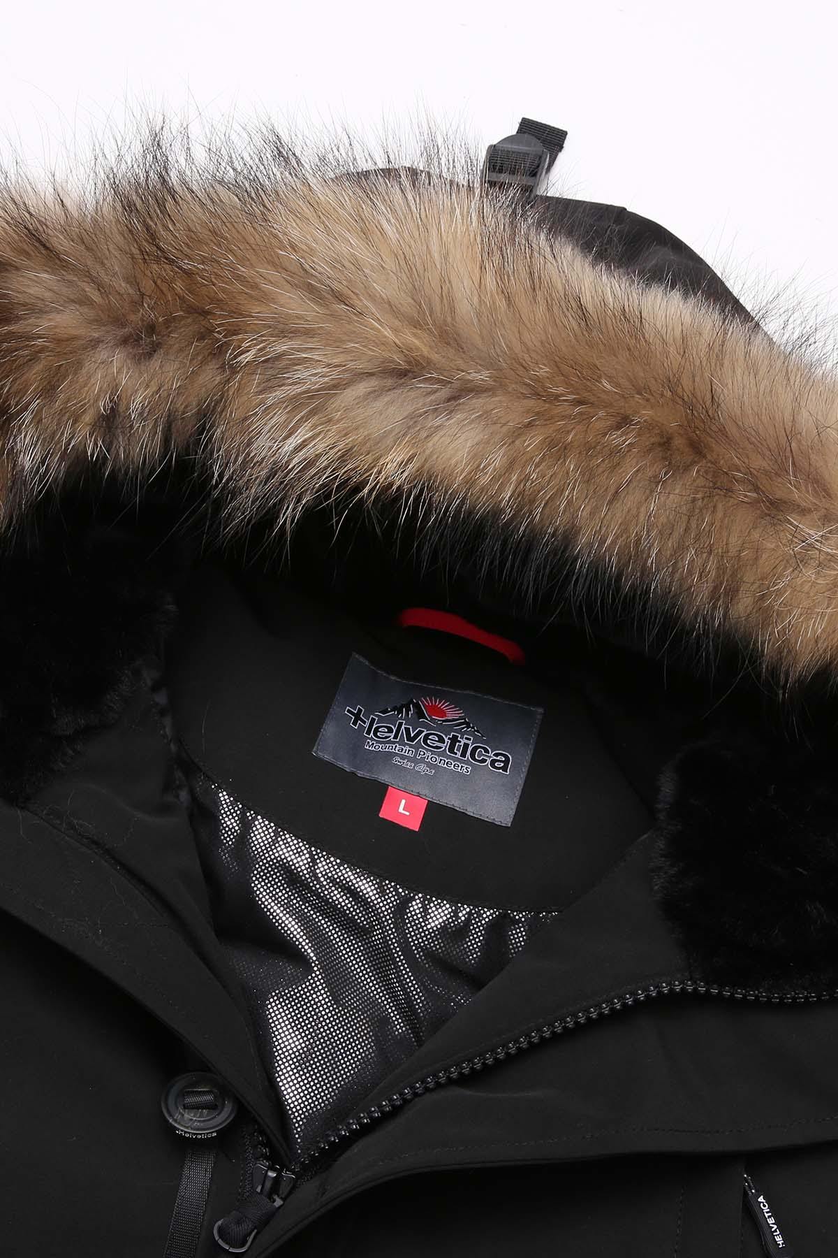 Men's black parka with fur hood - Image n°5