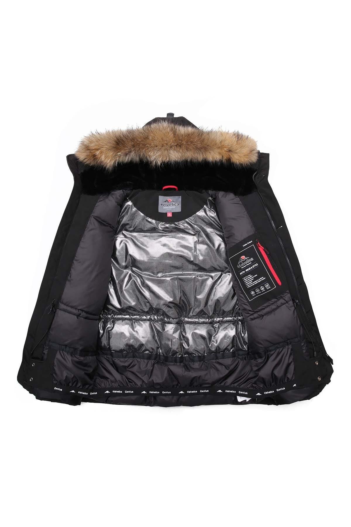 Men's black parka with fur hood - Image n°4