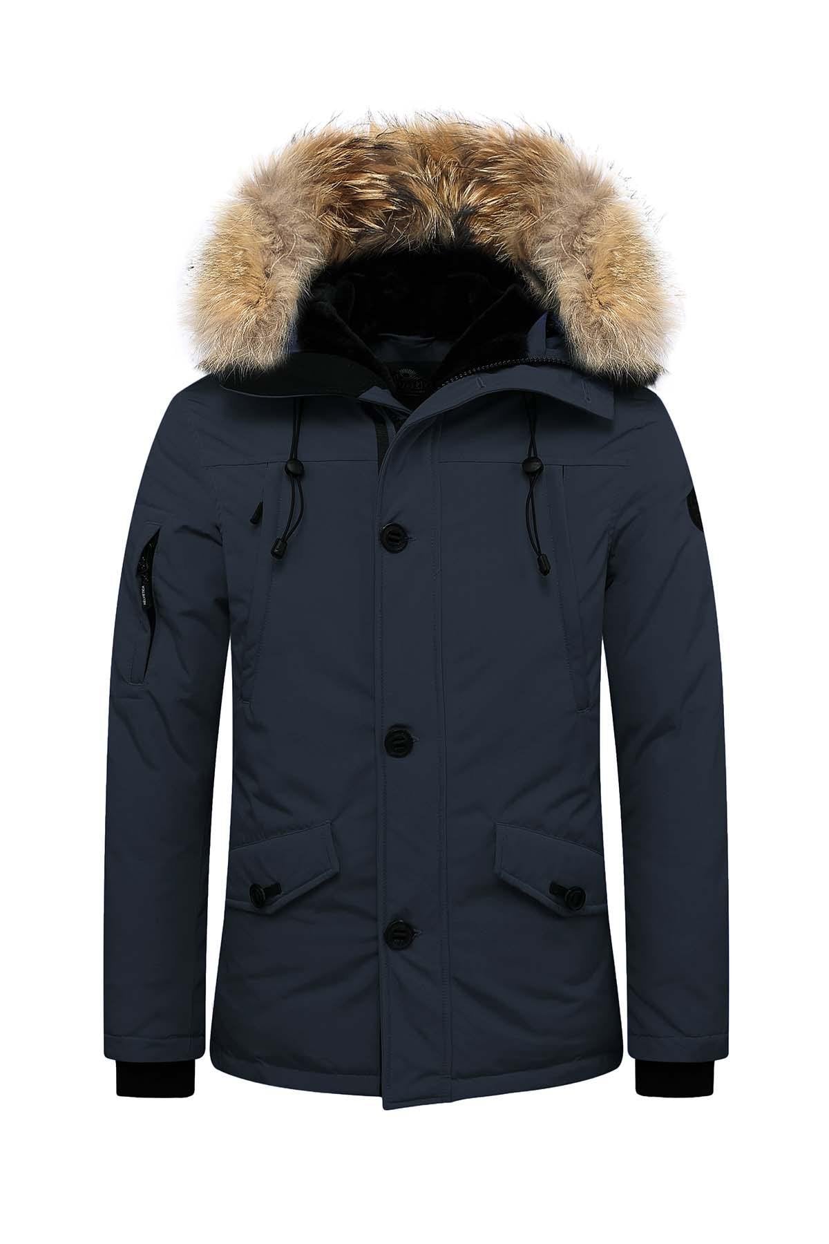 Men's navy blue coat - Image n°1