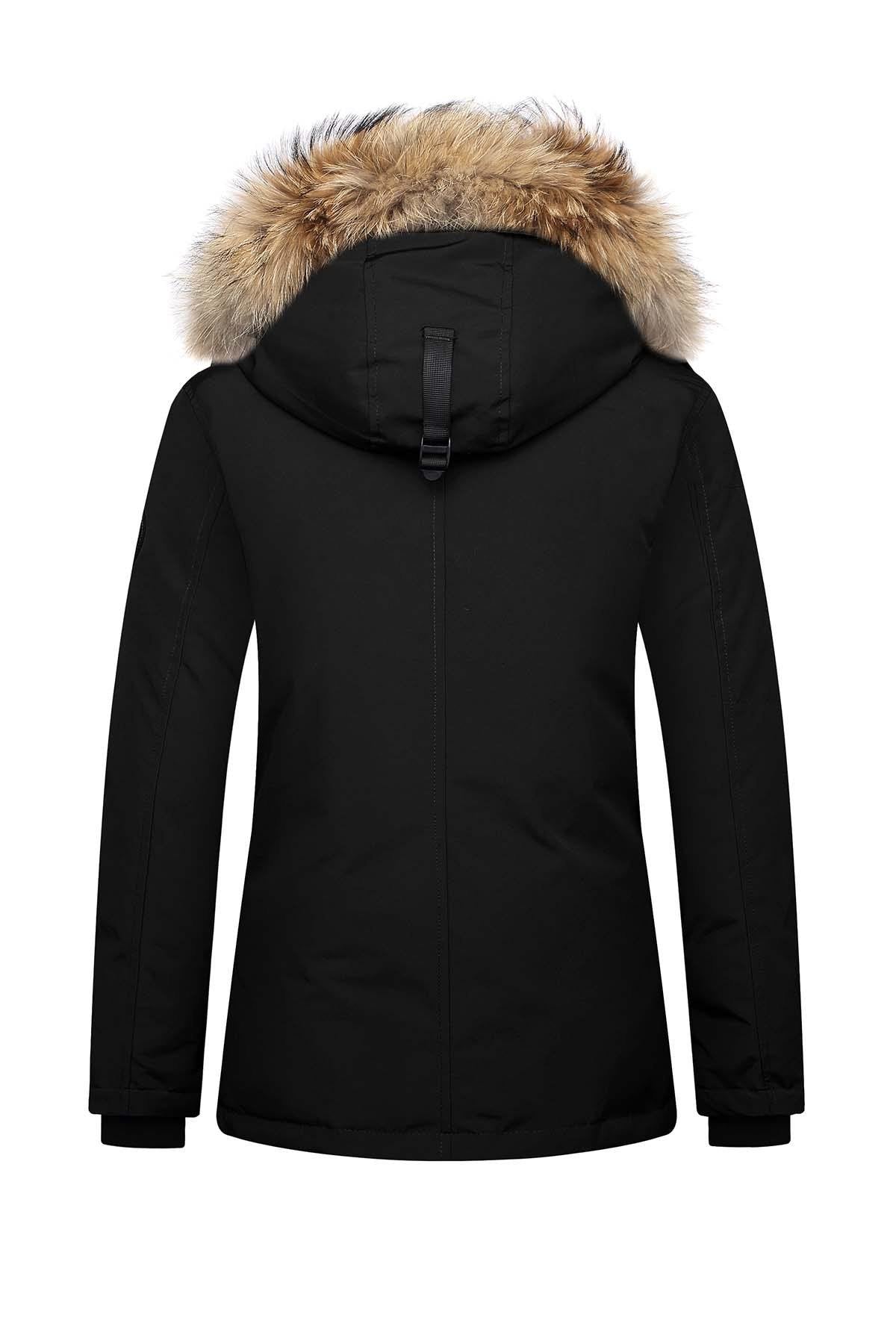 Women's black parka in extreme cold - Image n°9