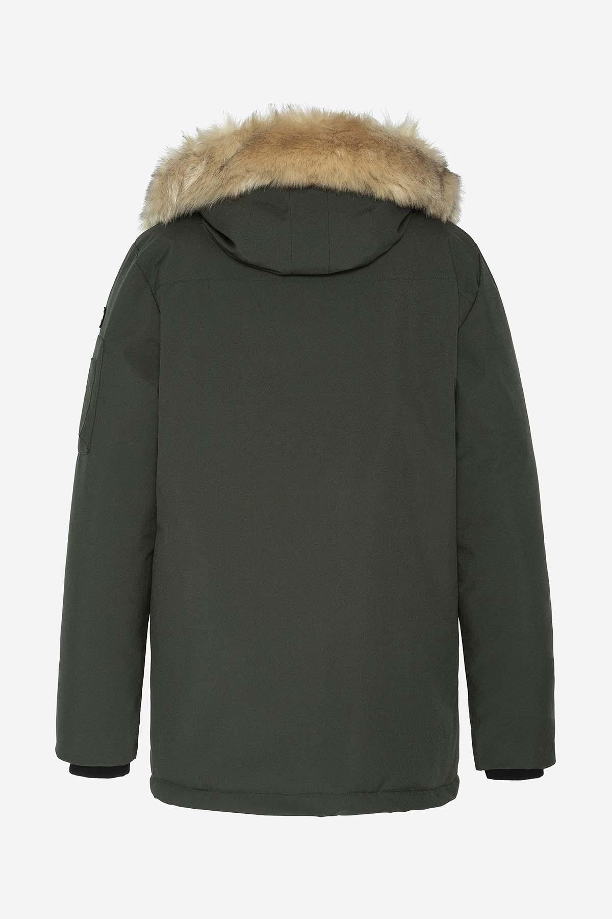 Khaki snorkel parka with removable fur - Image n°4