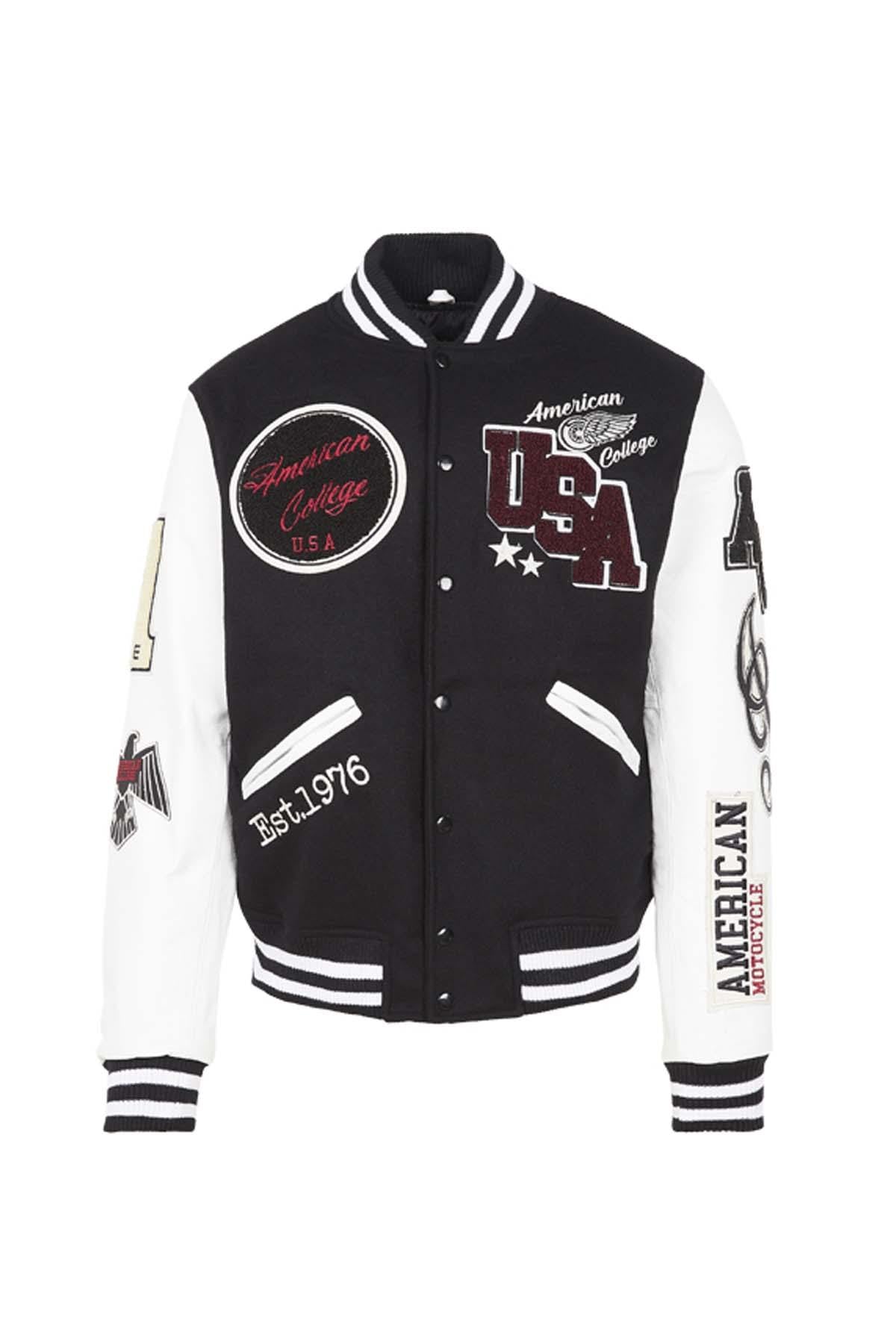 White and black American varsity jacket - Image n°11