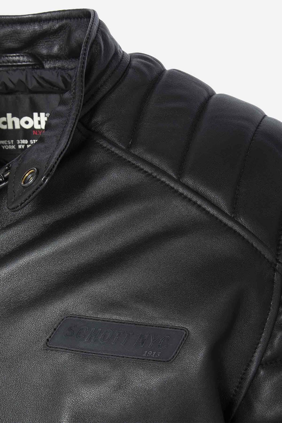 Black quilted leather biker jacket - Image n°10