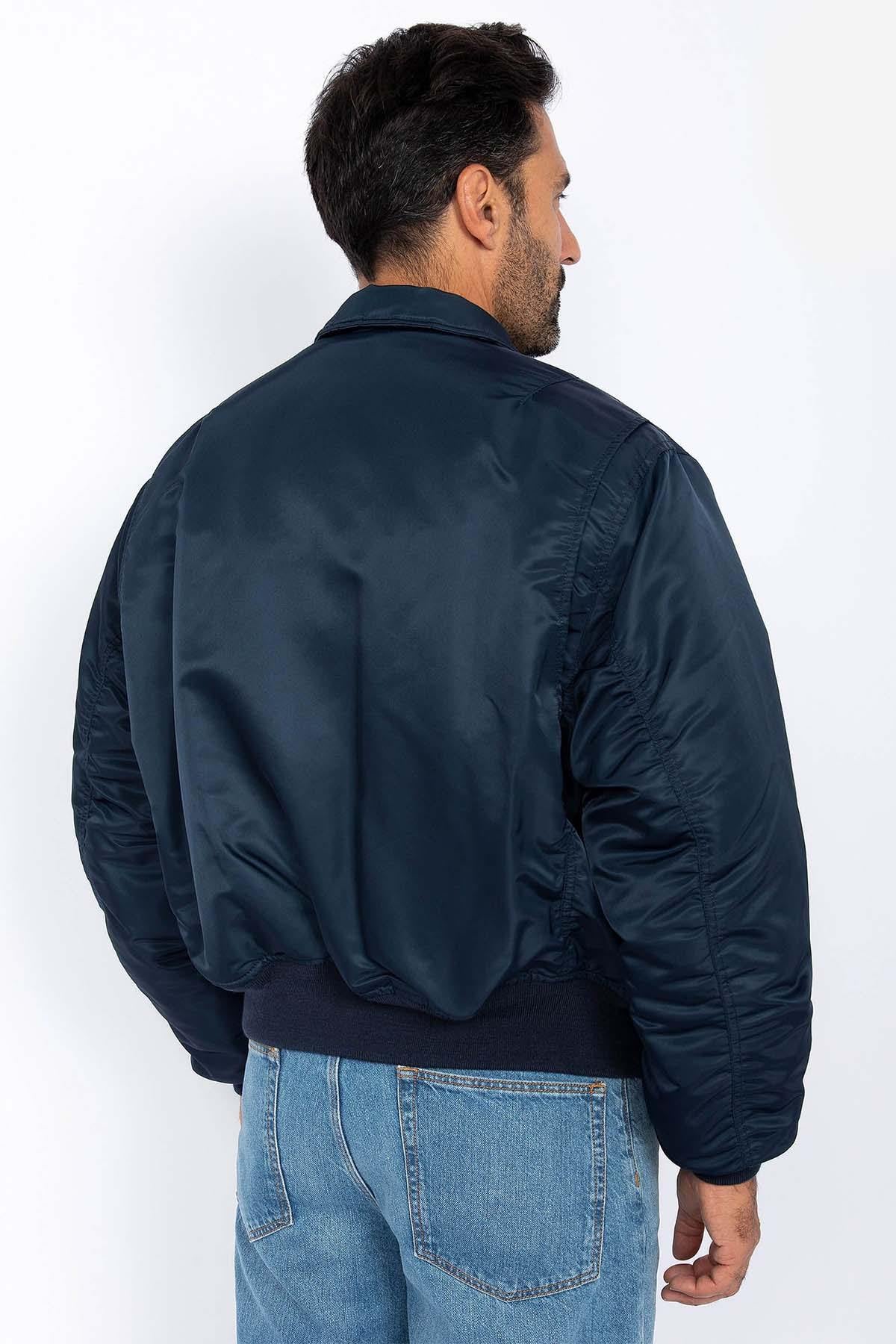 90's navy blue CWU bomber jacket in recycled nylon - Image n°4