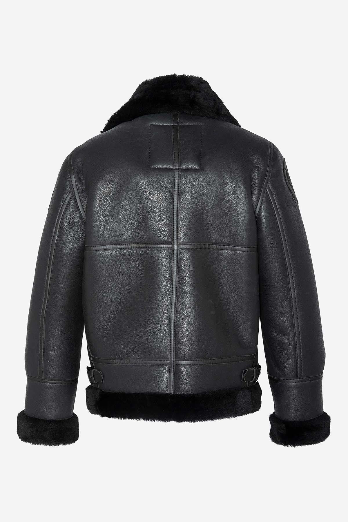 Black B3 bomber in black shearling - Image n°13