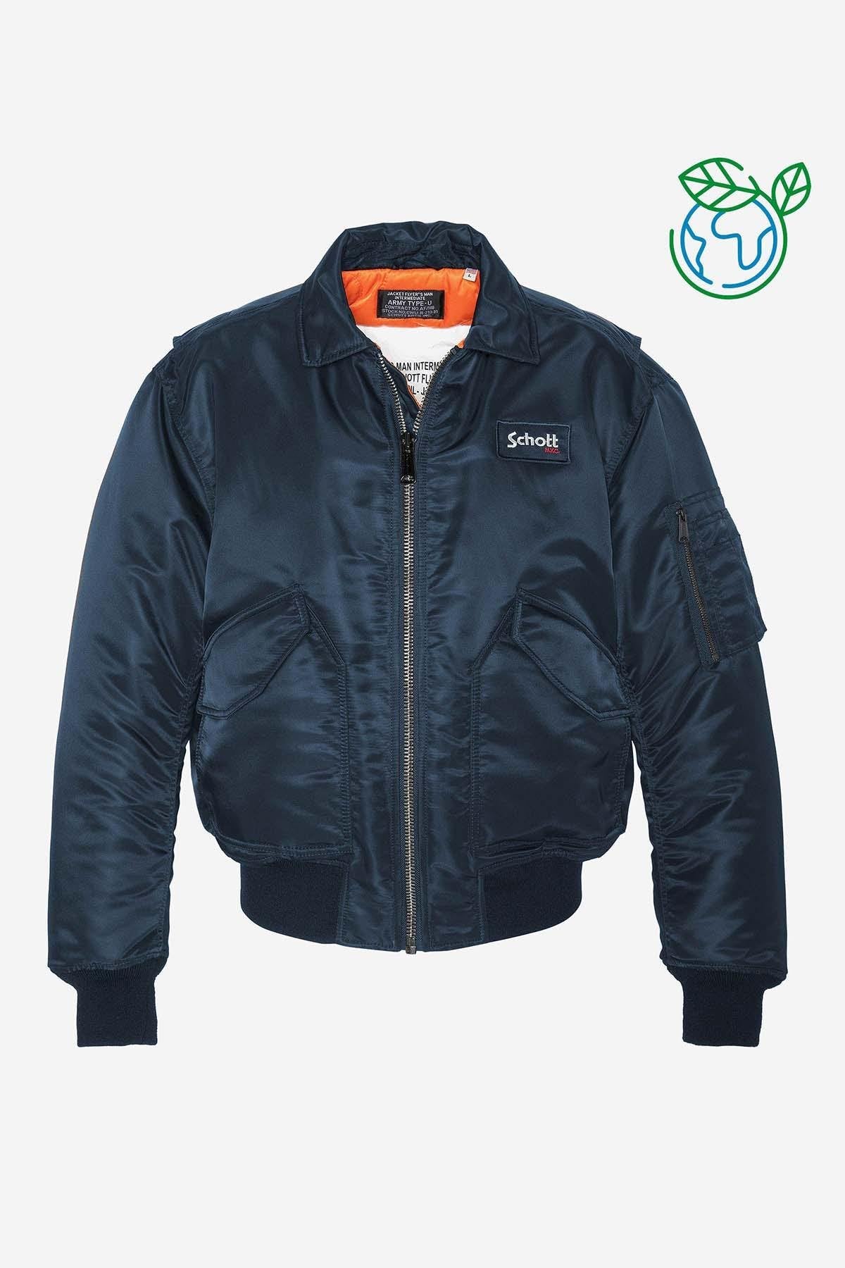 90's navy blue CWU bomber jacket in recycled nylon - Image n°5