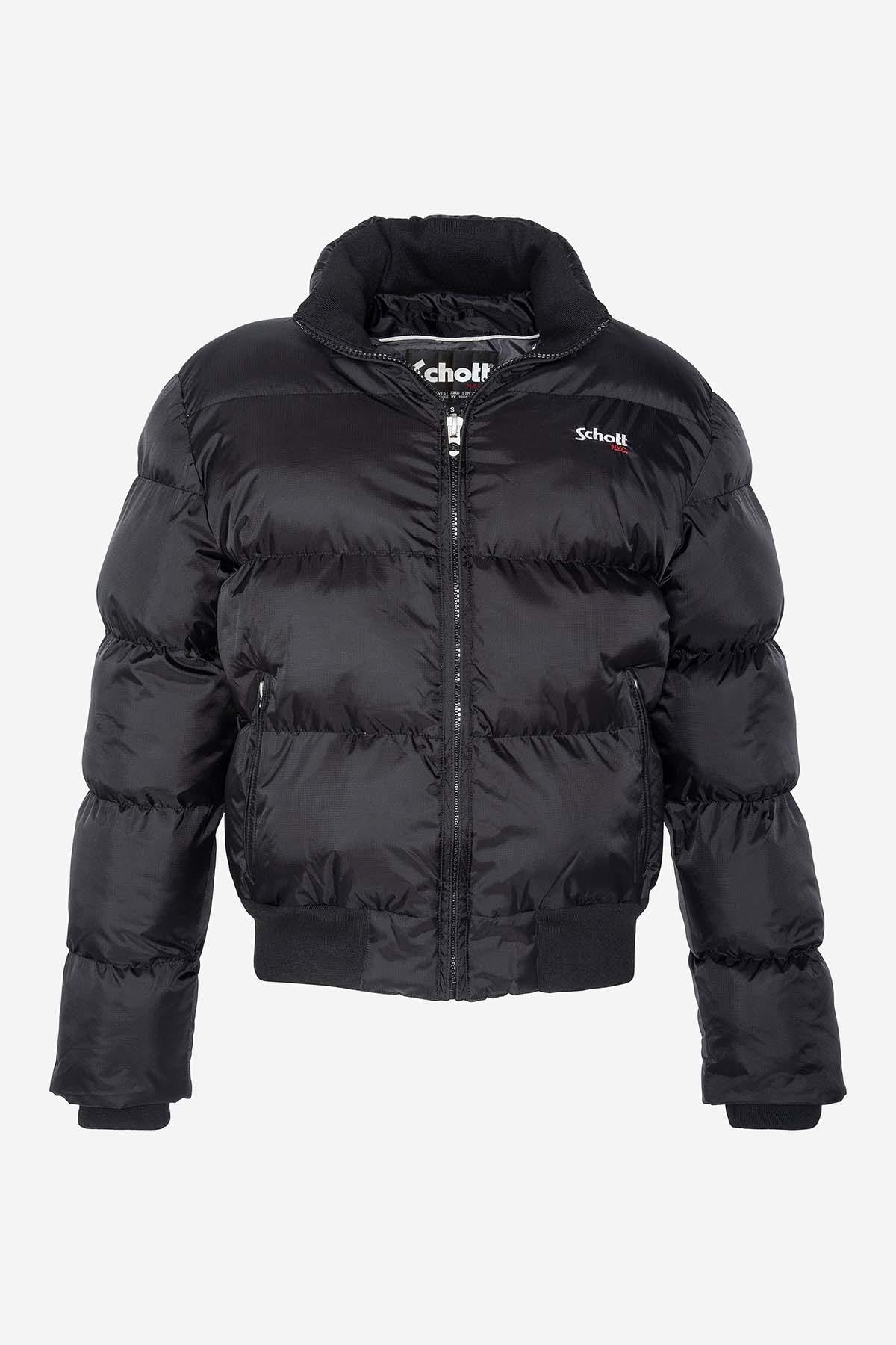 Black quilted down jacket with removable hood - Image n°2